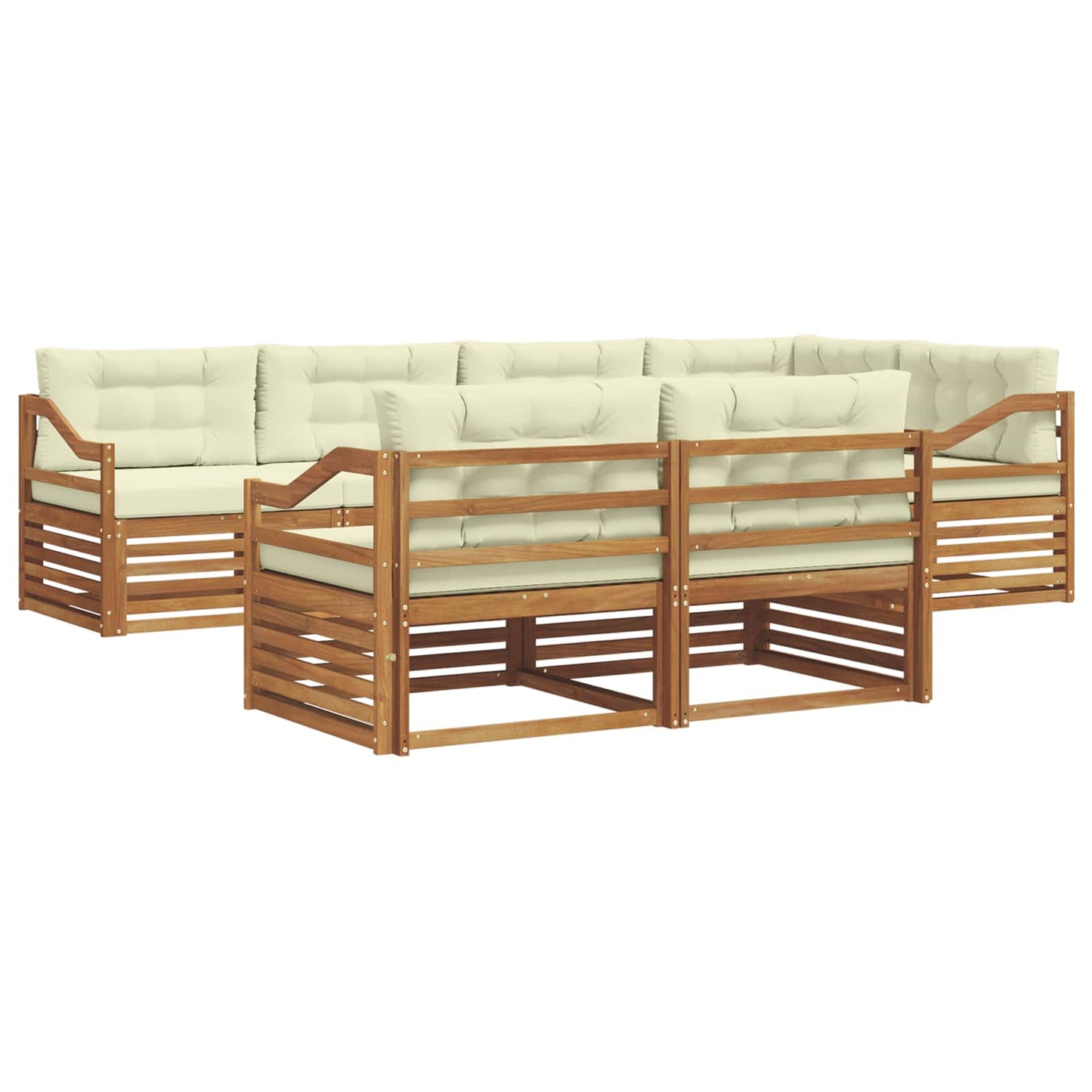 vidaXL Σειρά Καναπέ Εξωτερικού με μαξιλάρι 7 pcs Φυσικό και Κρέμα
