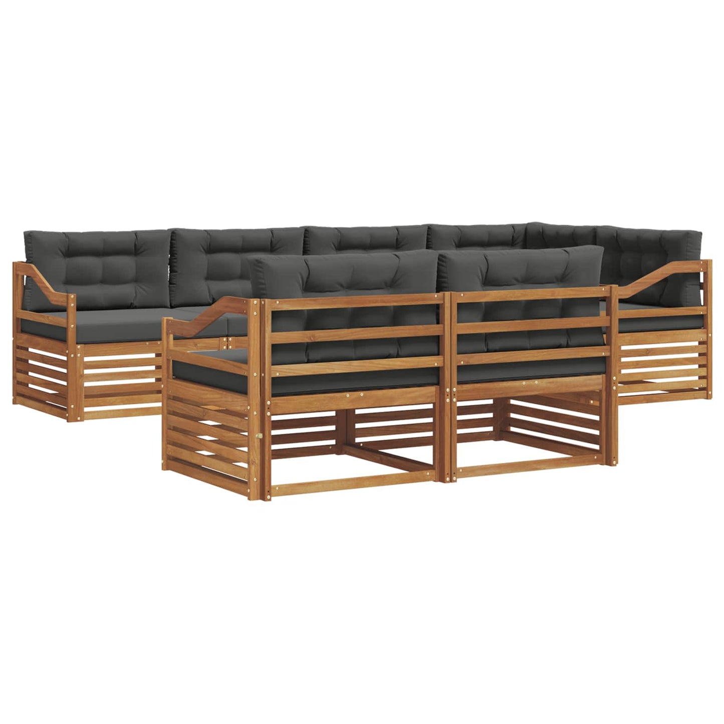vidaXL Σειρά Καναπέ Εξωτερικού με μαξιλάρι 7 pcs Φυσικό και Ανθρακί