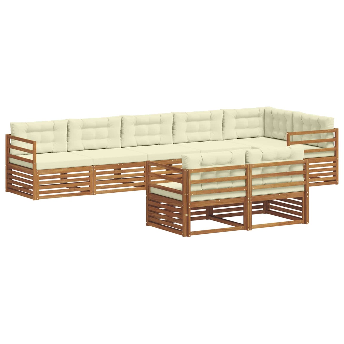 vidaXL Σειρά Καναπέ Εξωτερικού με μαξιλάρι 8 pcs Φυσικό και Κρέμα