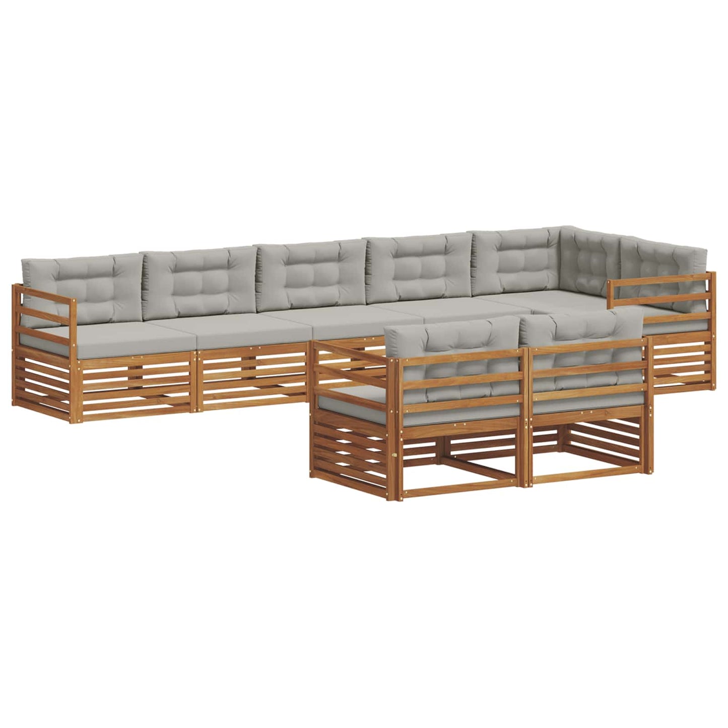 vidaXL Σειρά Καναπέ Εξωτερικού 8 pcs Φυσικό και Ανοιχτό Γκρι