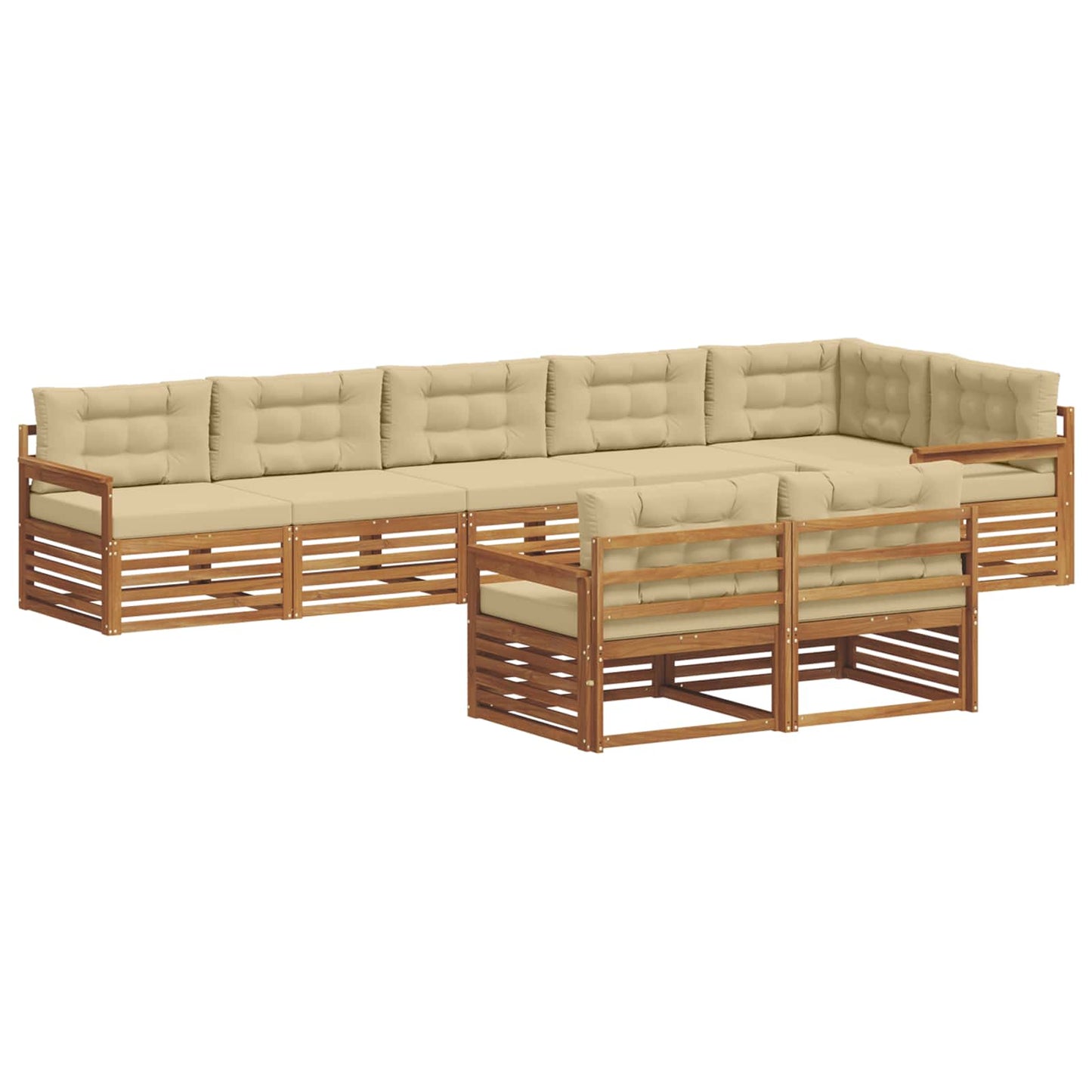 vidaXL Σειρά Καναπέ Εξωτερικού με μαξιλάρι 8 pcs Φυσικό και Μπεζ