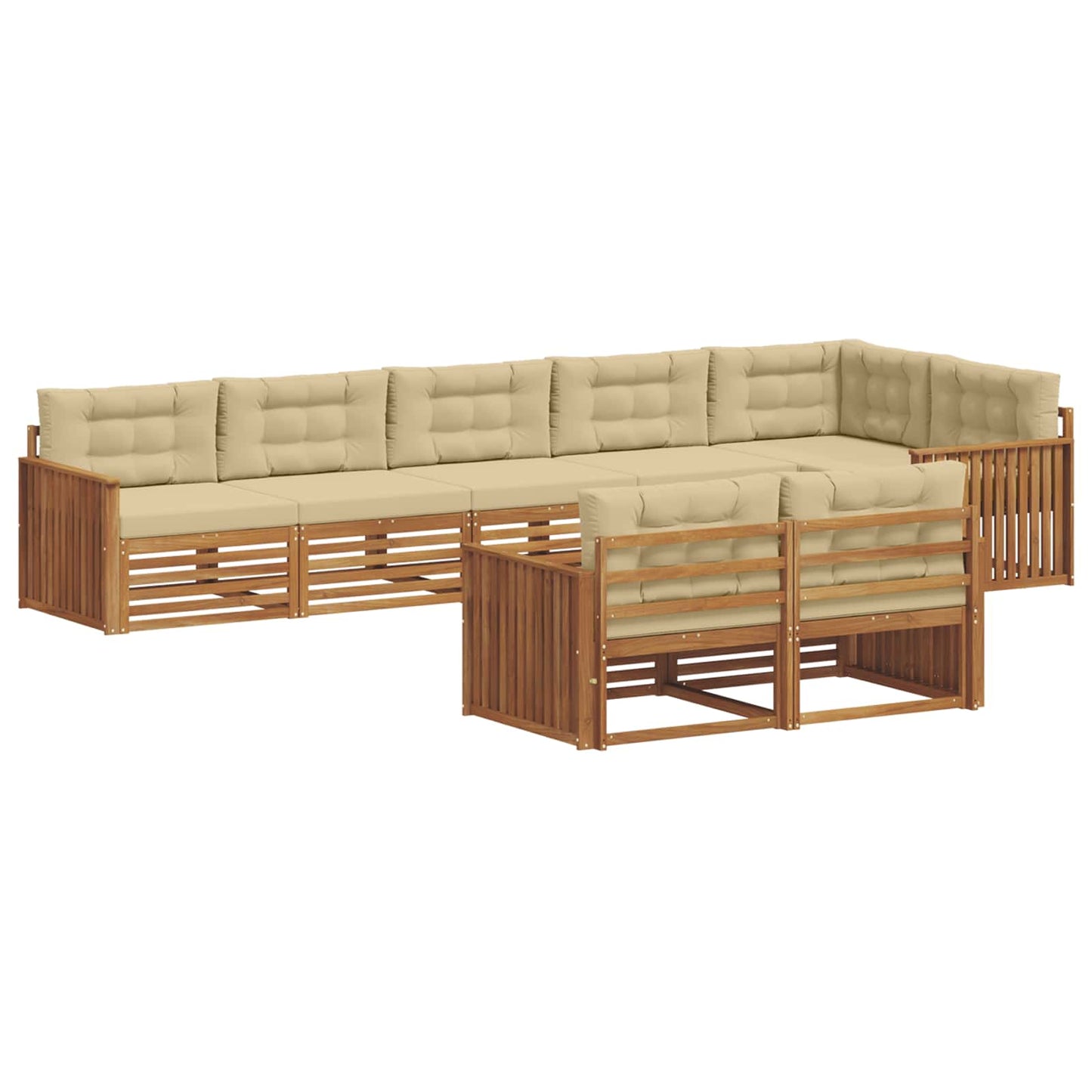 vidaXL Σειρά Καναπέ Εξωτερικού με μαξιλάρι 8 pcs Φυσικό και Μπεζ