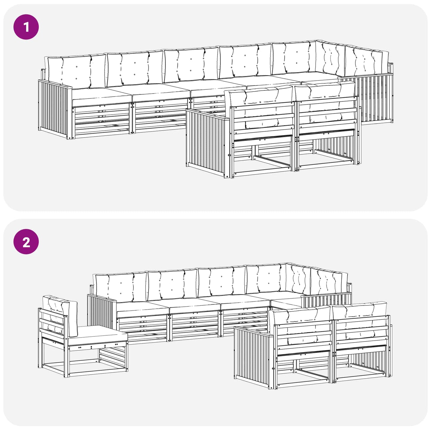 vidaXL Σειρά Καναπέ Εξωτερικού με μαξιλάρι 8 pcs Φυσικό και Μπεζ