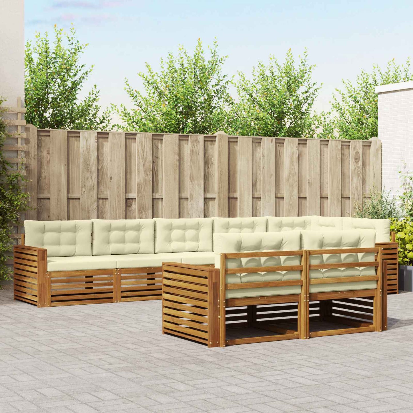 vidaXL Σειρά Καναπέ Εξωτερικού με μαξιλάρι 8 pcs Φυσικό και Κρέμα