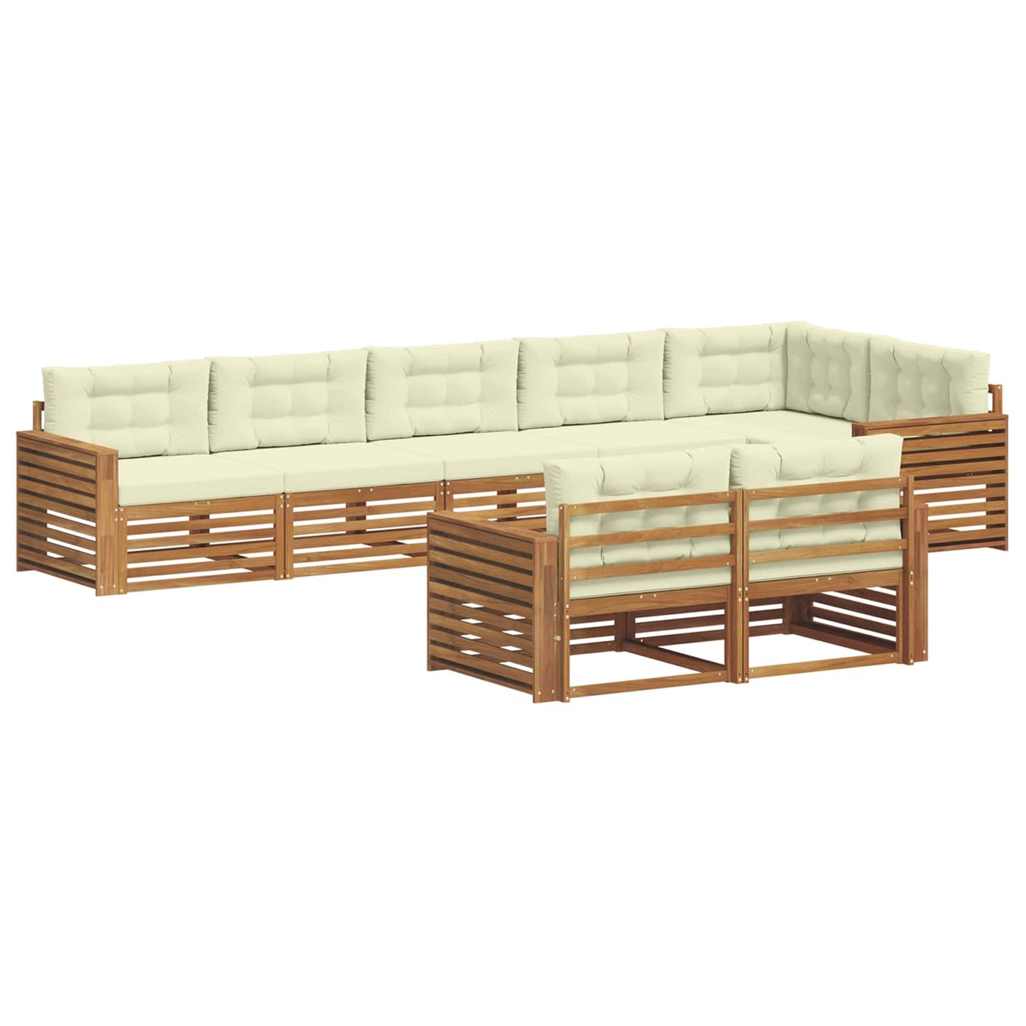 vidaXL Σειρά Καναπέ Εξωτερικού με μαξιλάρι 8 pcs Φυσικό και Κρέμα