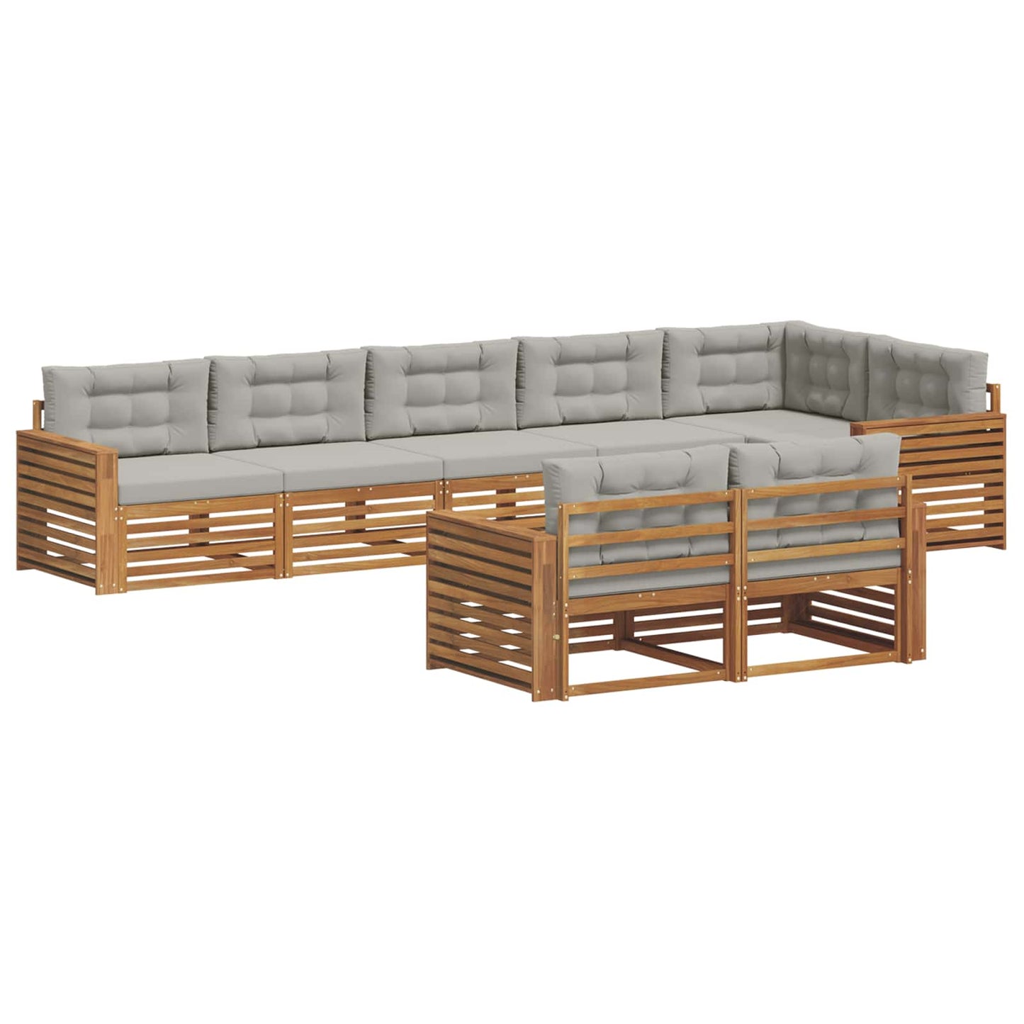 vidaXL Σειρά Καναπέ Εξωτερικού 8 pcs Φυσικό και Ανοιχτό Γκρι