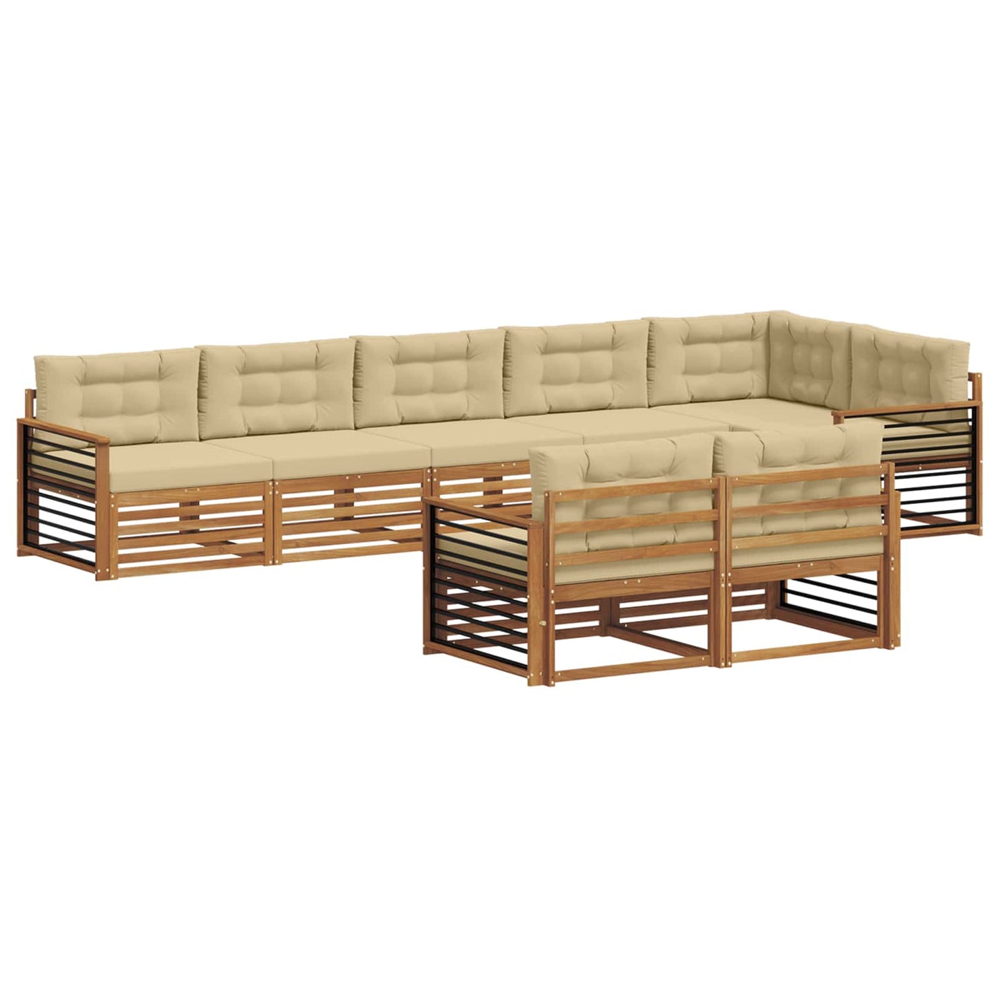 vidaXL Σειρά Καναπέ Εξωτερικού με μαξιλάρι 8 pcs Φυσικό και Μπεζ