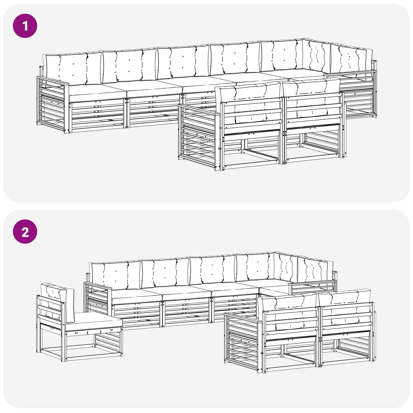 vidaXL Σειρά Καναπέ Εξωτερικού με μαξιλάρι 8 pcs Φυσικό και Μπεζ