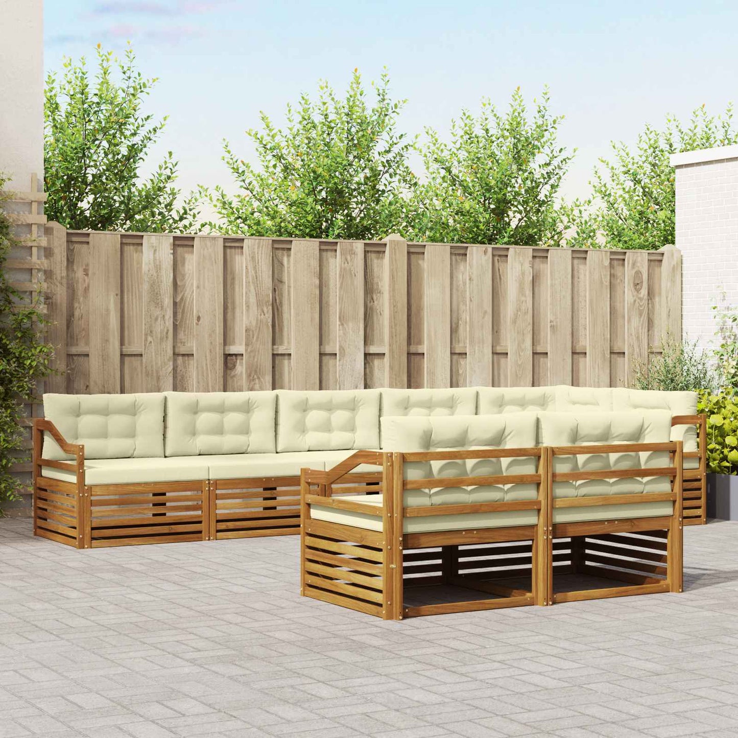 vidaXL Σειρά Καναπέ Εξωτερικού με μαξιλάρι 8 pcs Φυσικό και Κρέμα
