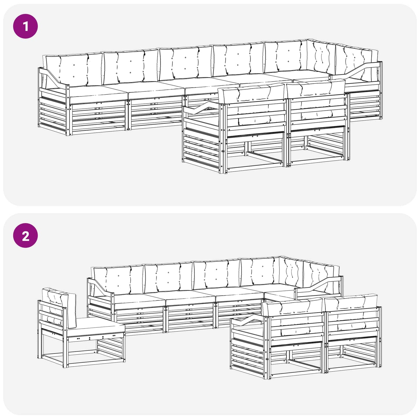 vidaXL Σειρά Καναπέ Εξωτερικού με μαξιλάρι 8 pcs Φυσικό και Μπεζ
