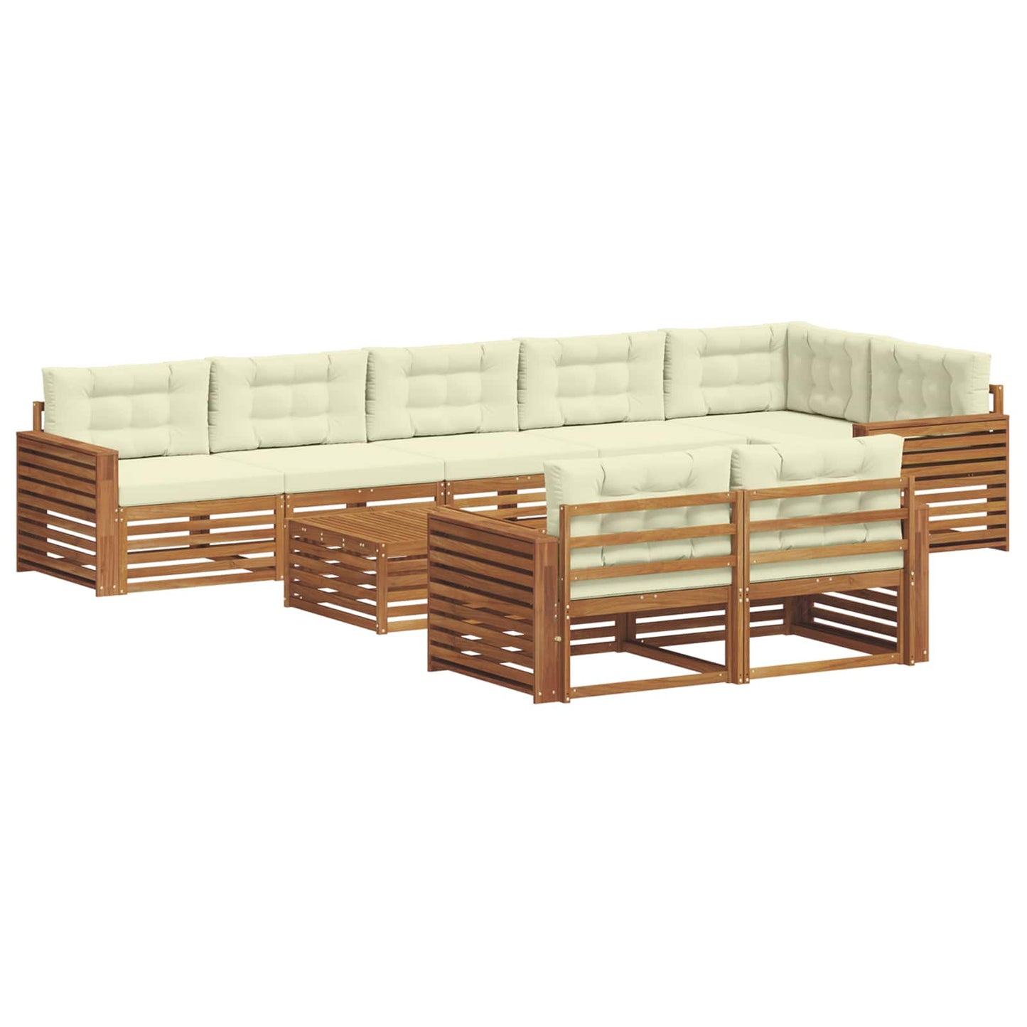 vidaXL Σειρά Καναπέ Εξωτερικού με μαξιλάρι 9 pcs Φυσικό και Κρέμα