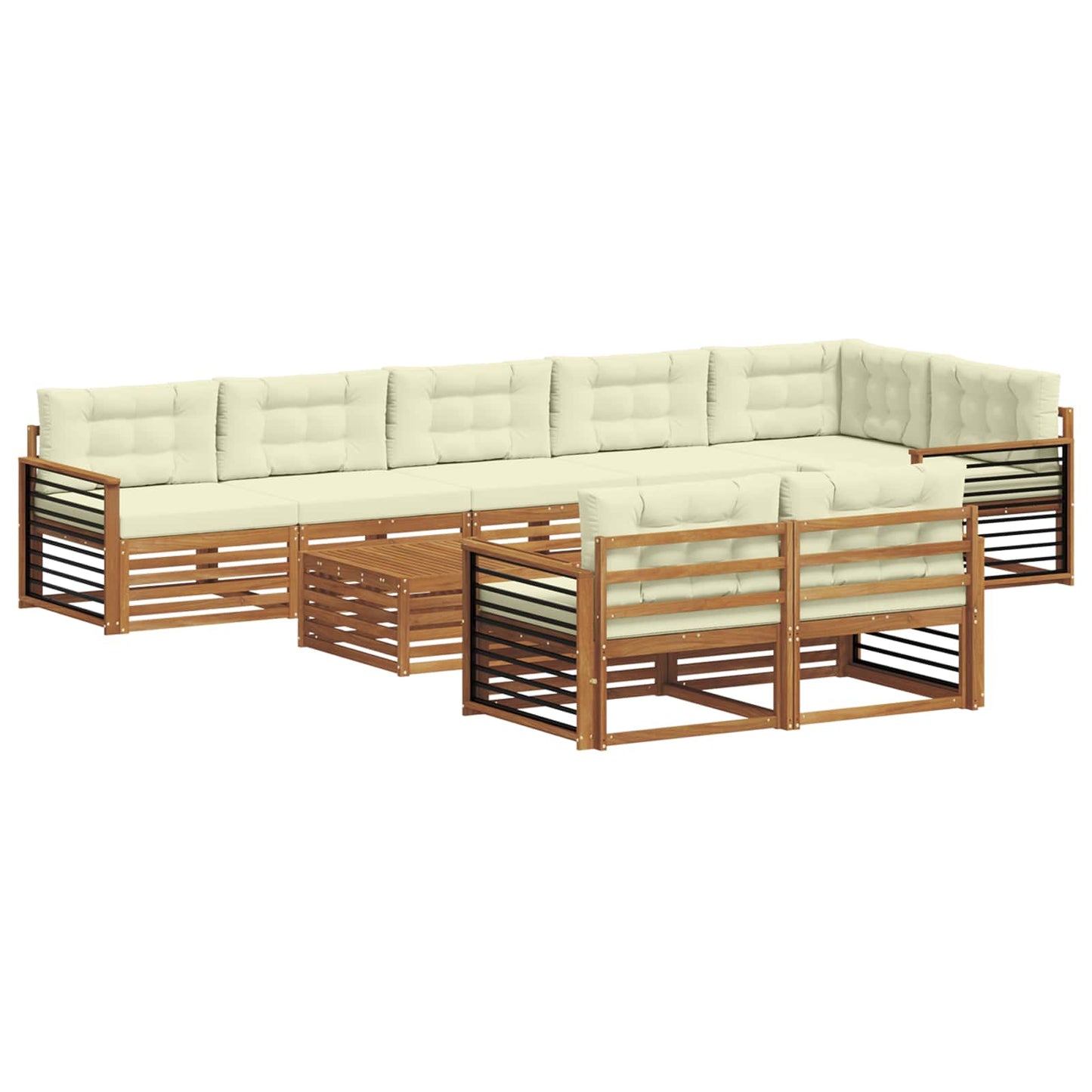 vidaXL Σειρά Καναπέ Εξωτερικού με μαξιλάρι 9 pcs Φυσικό και Κρέμα