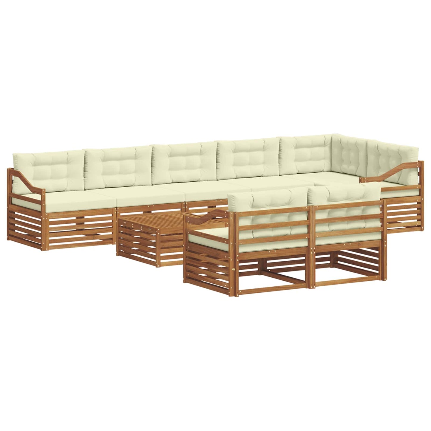 vidaXL Σειρά Καναπέ Εξωτερικού με μαξιλάρι 9 pcs Φυσικό και Κρέμα