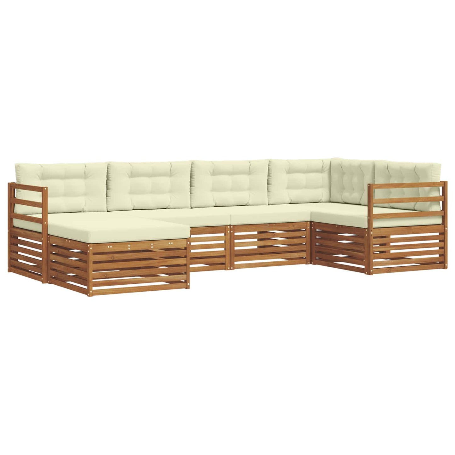 vidaXL Σειρά Καναπέ Εξωτερικού με μαξιλάρι 6 pcs Φυσικό και Κρέμα