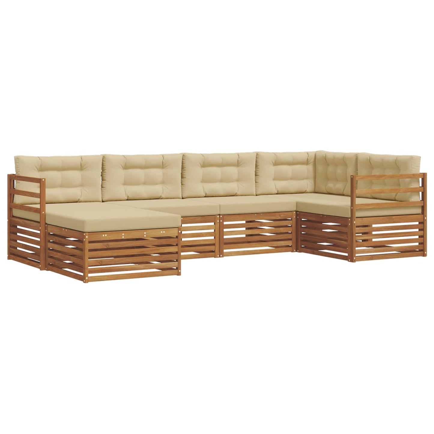 vidaXL Σειρά Καναπέ Εξωτερικού με μαξιλάρι 6 pcs Φυσικό και Μπεζ