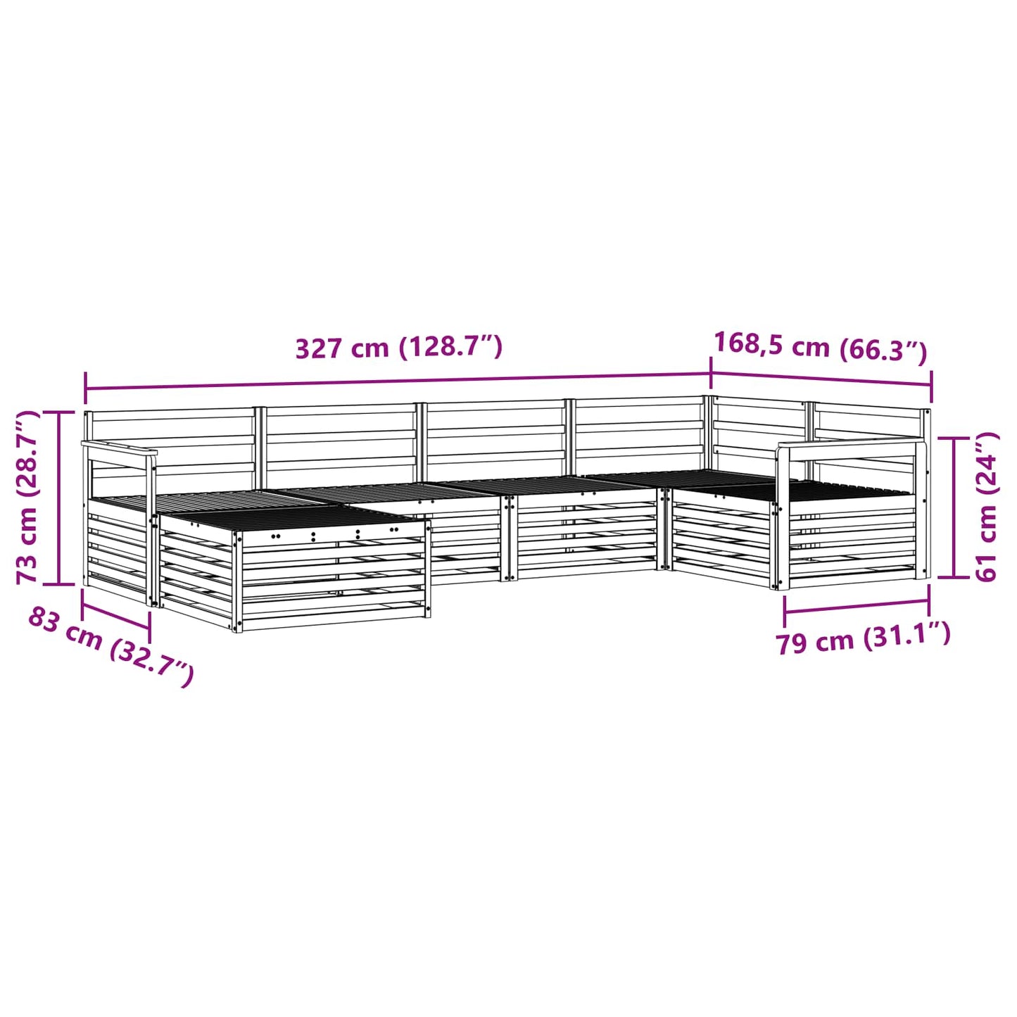 vidaXL Σειρά Καναπέ Εξωτερικού 6 pcs Φυσικό