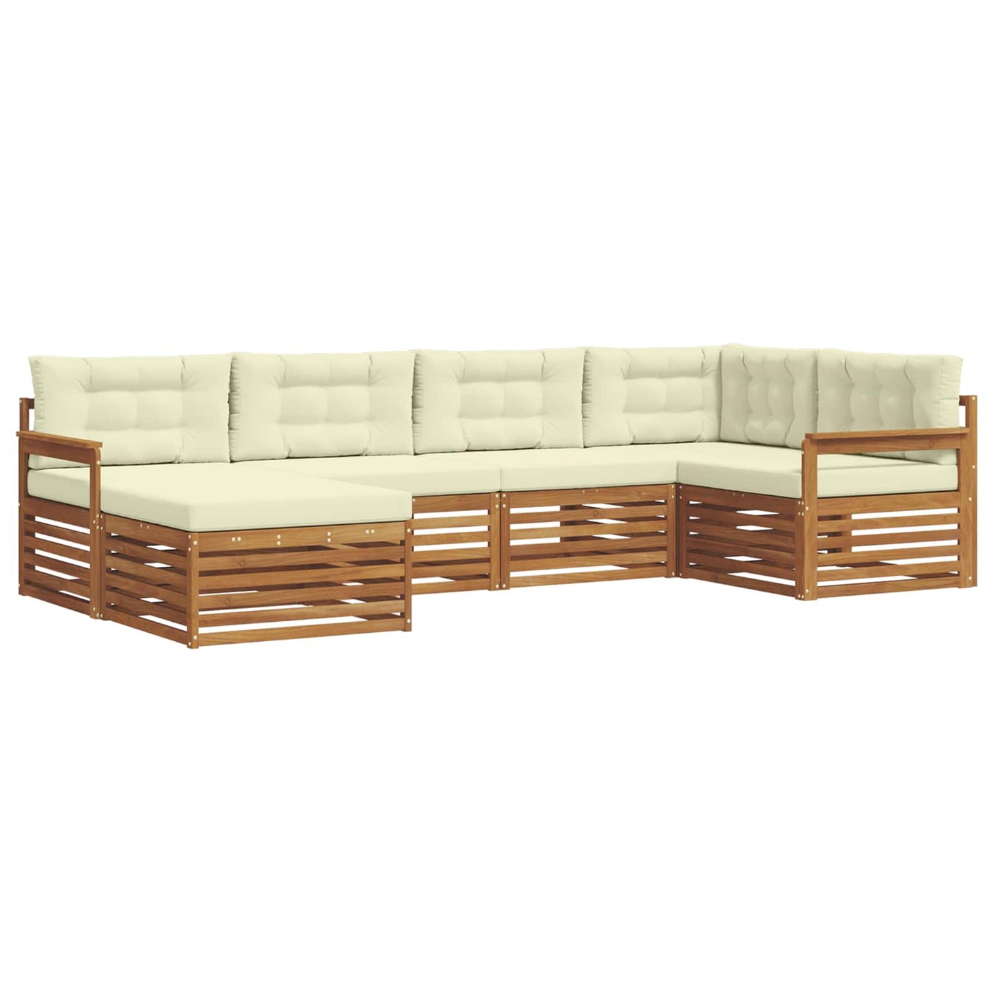 vidaXL Σειρά Καναπέ Εξωτερικού με μαξιλάρι 6 pcs Φυσικό και Κρέμα