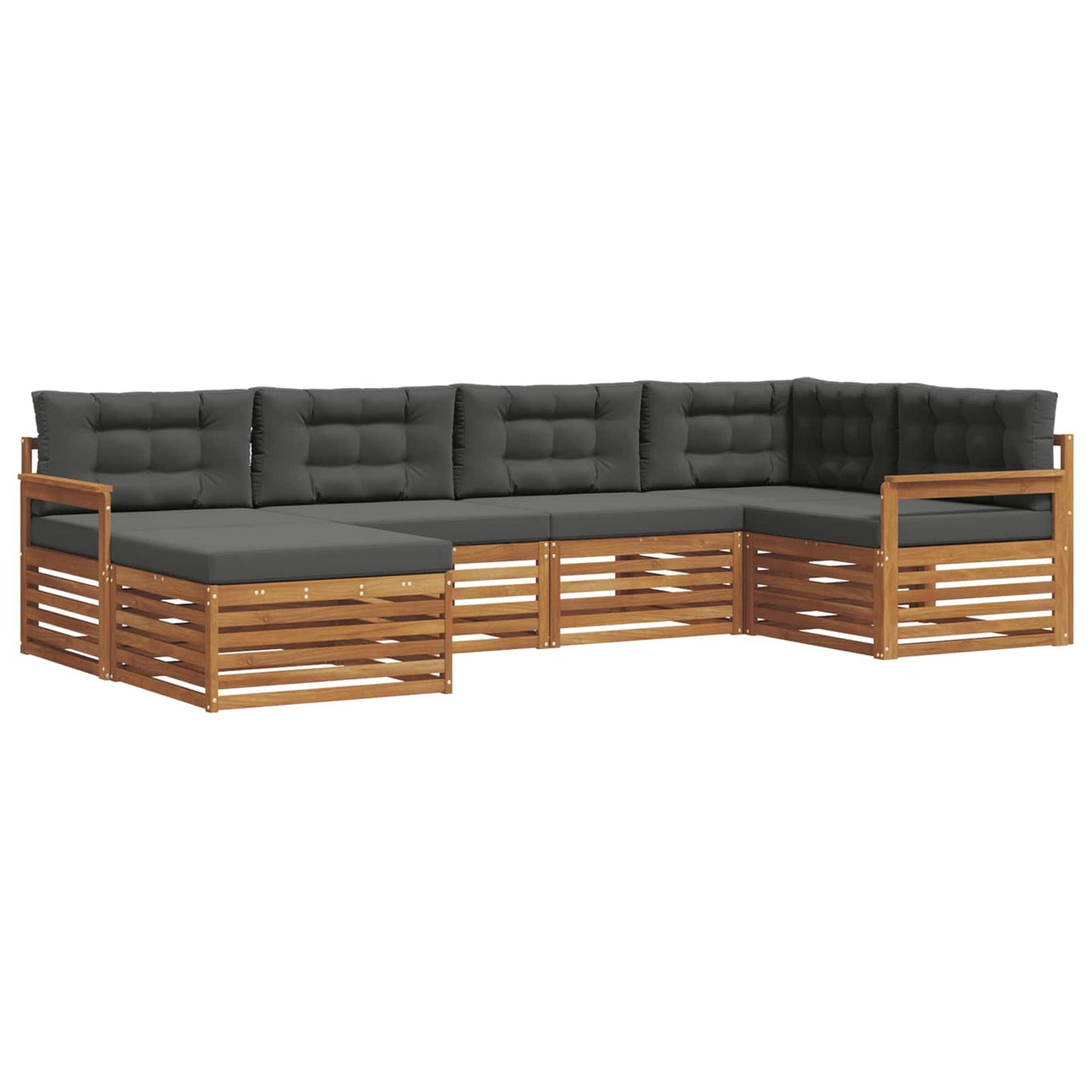 vidaXL Σειρά Καναπέ Εξωτερικού με μαξιλάρι 6 pcs Φυσικό και Ανθρακί