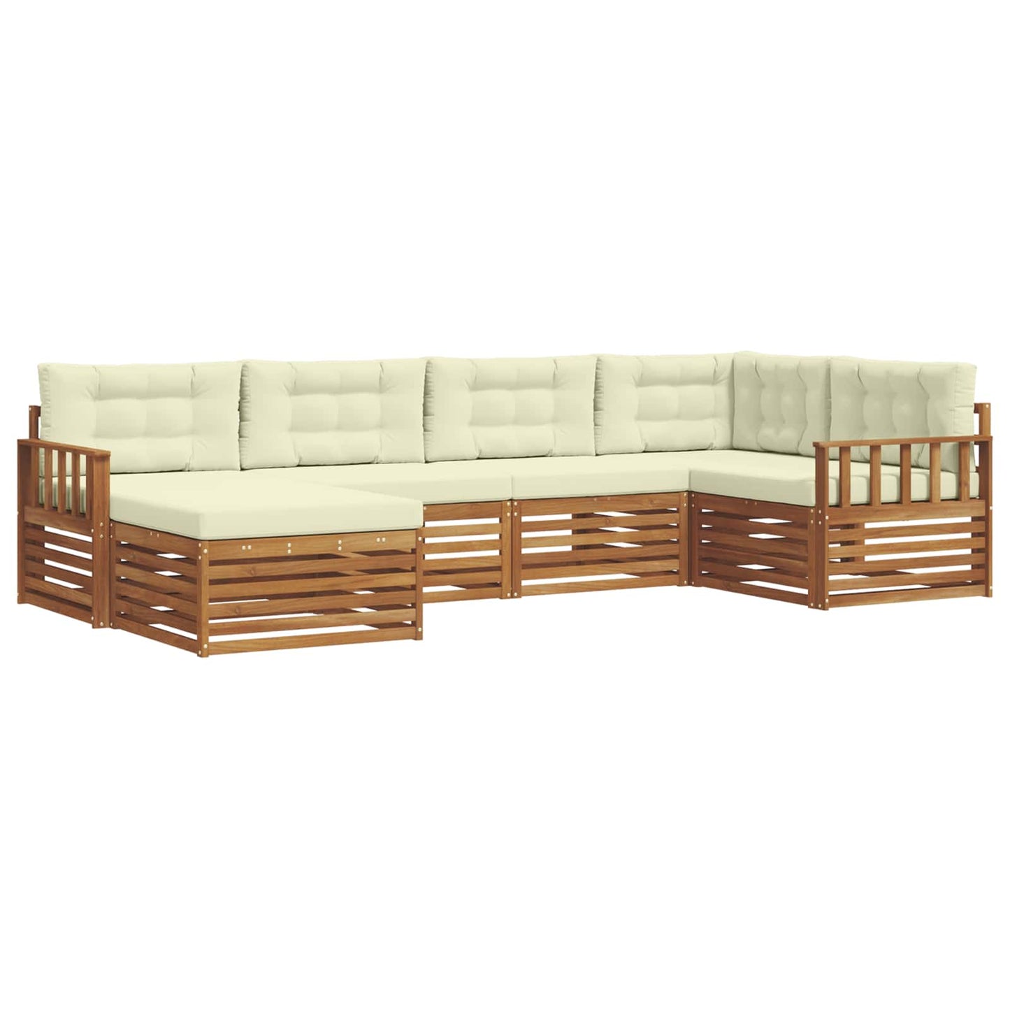 vidaXL Σειρά Καναπέ Εξωτερικού με μαξιλάρι 6 pcs Φυσικό και Κρέμα