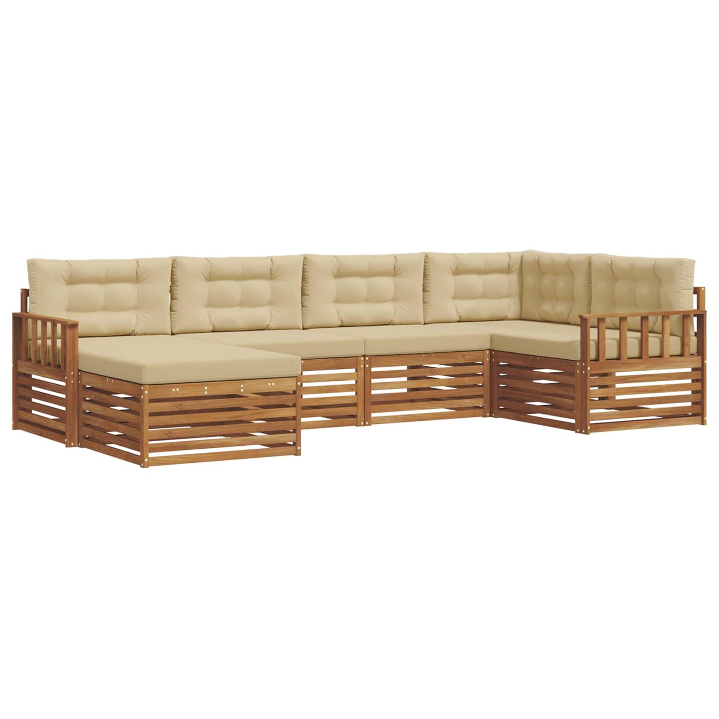 vidaXL Σειρά Καναπέ Εξωτερικού με μαξιλάρι 6 pcs Φυσικό και Μπεζ