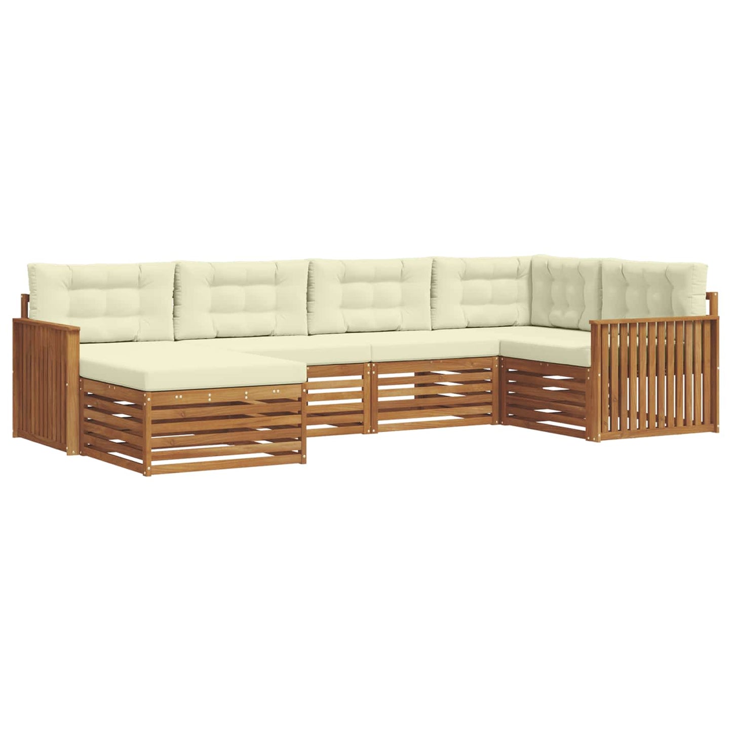 vidaXL Σειρά Καναπέ Εξωτερικού με μαξιλάρι 6 pcs Φυσικό και Κρέμα