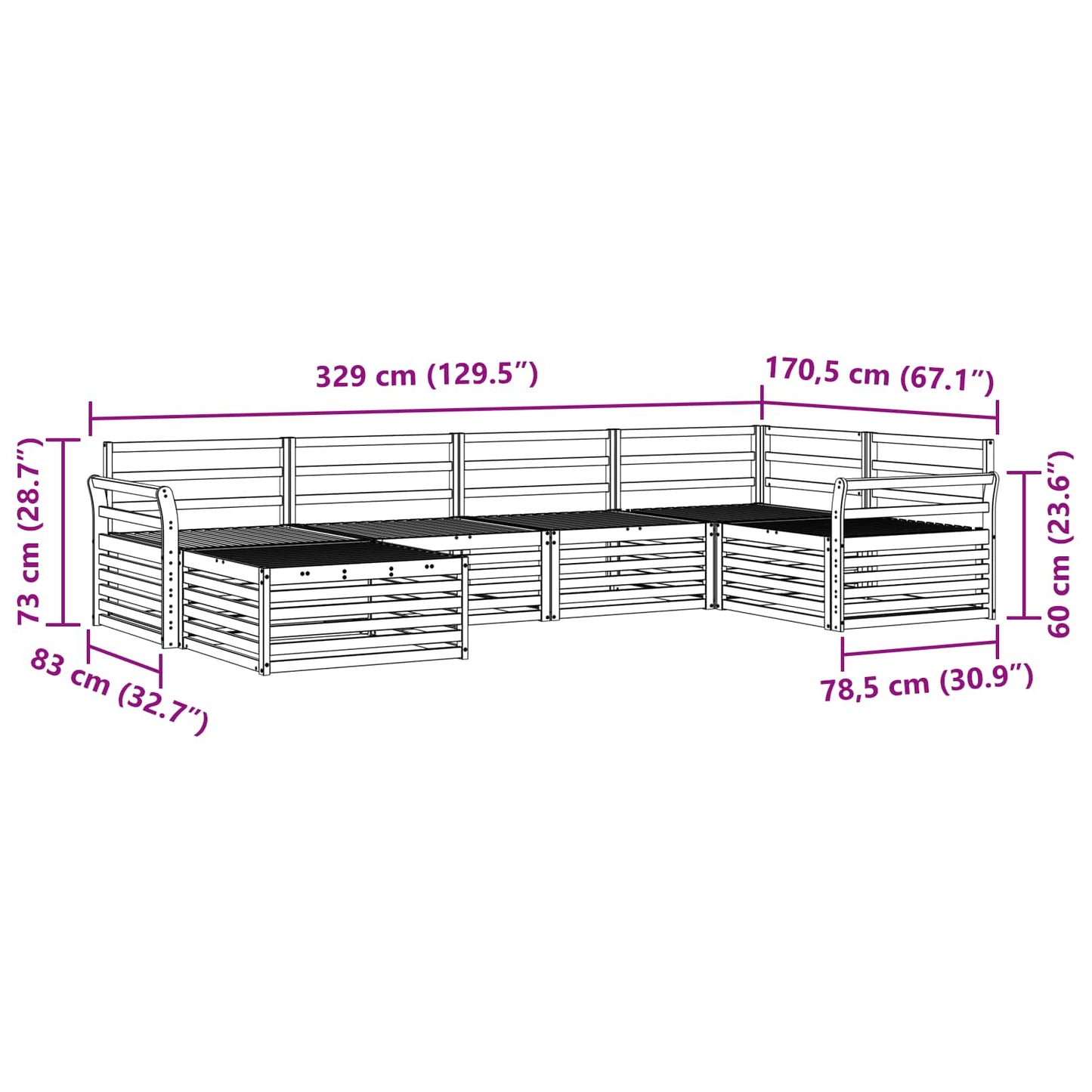 vidaXL Σειρά Καναπέ Εξωτερικού 6 pcs Φυσικό Στερεό Ξύλο Ακακίας