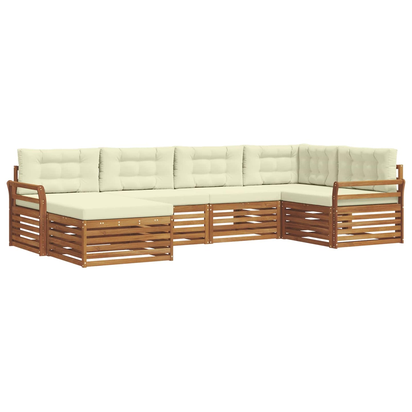 vidaXL Σειρά Καναπέ Εξωτερικού με μαξιλάρι 6 pcs Φυσικό και Κρέμα