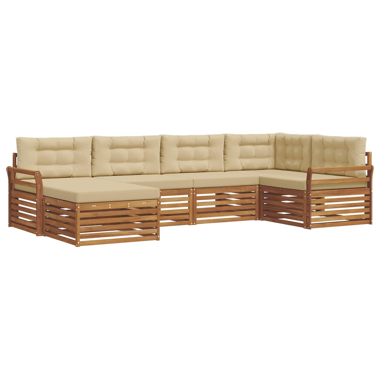 vidaXL Σειρά Καναπέ Εξωτερικού με μαξιλάρι 6 pcs Φυσικό και Μπεζ