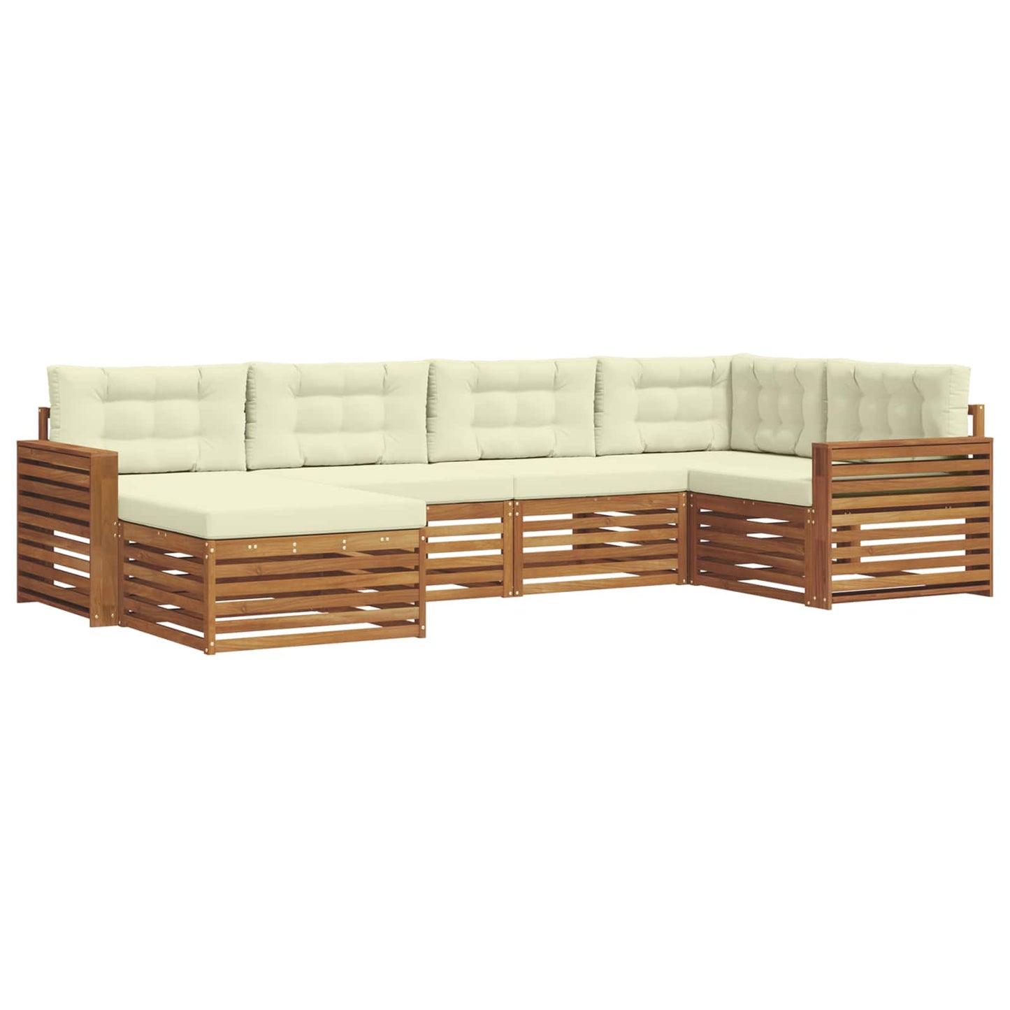 vidaXL Σειρά Καναπέ Εξωτερικού με μαξιλάρι 6 pcs Φυσικό και Κρέμα