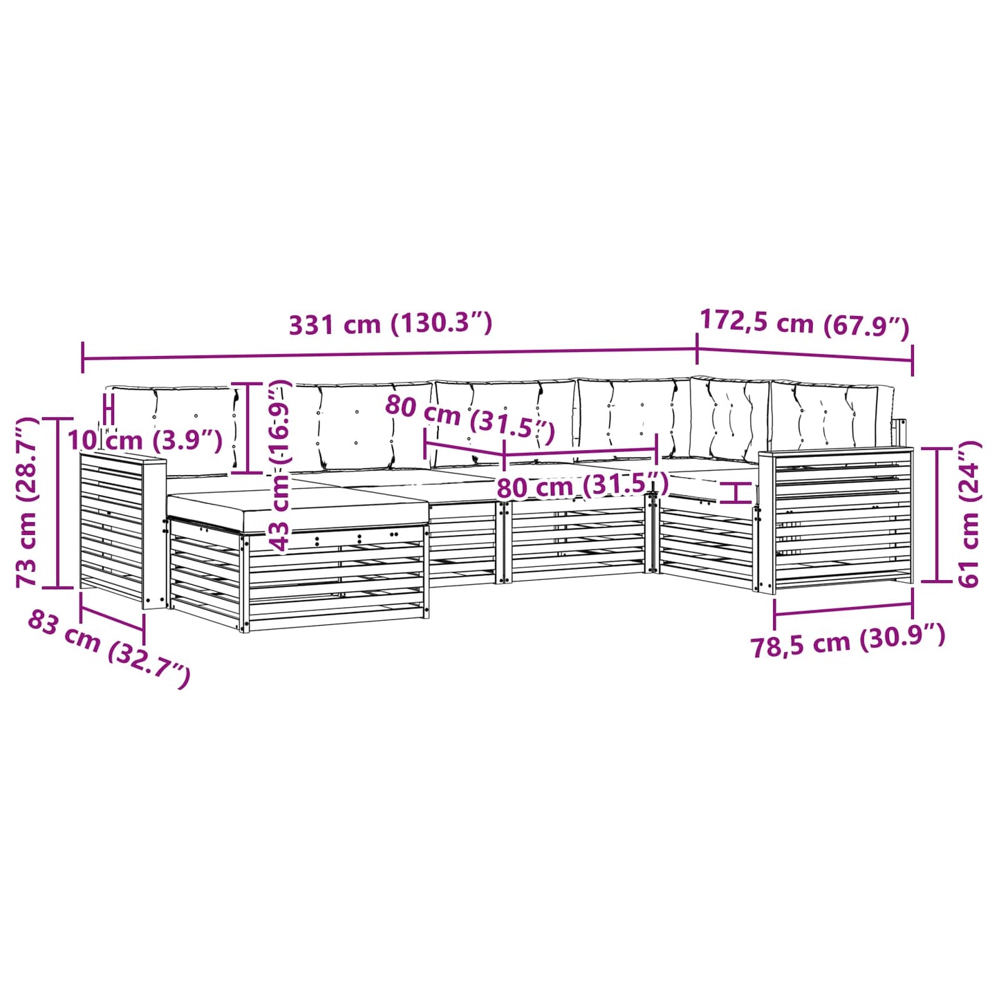 vidaXL Σειρά Καναπέ Εξωτερικού 6 pcs Φυσικό και Ανοιχτό Γκρι