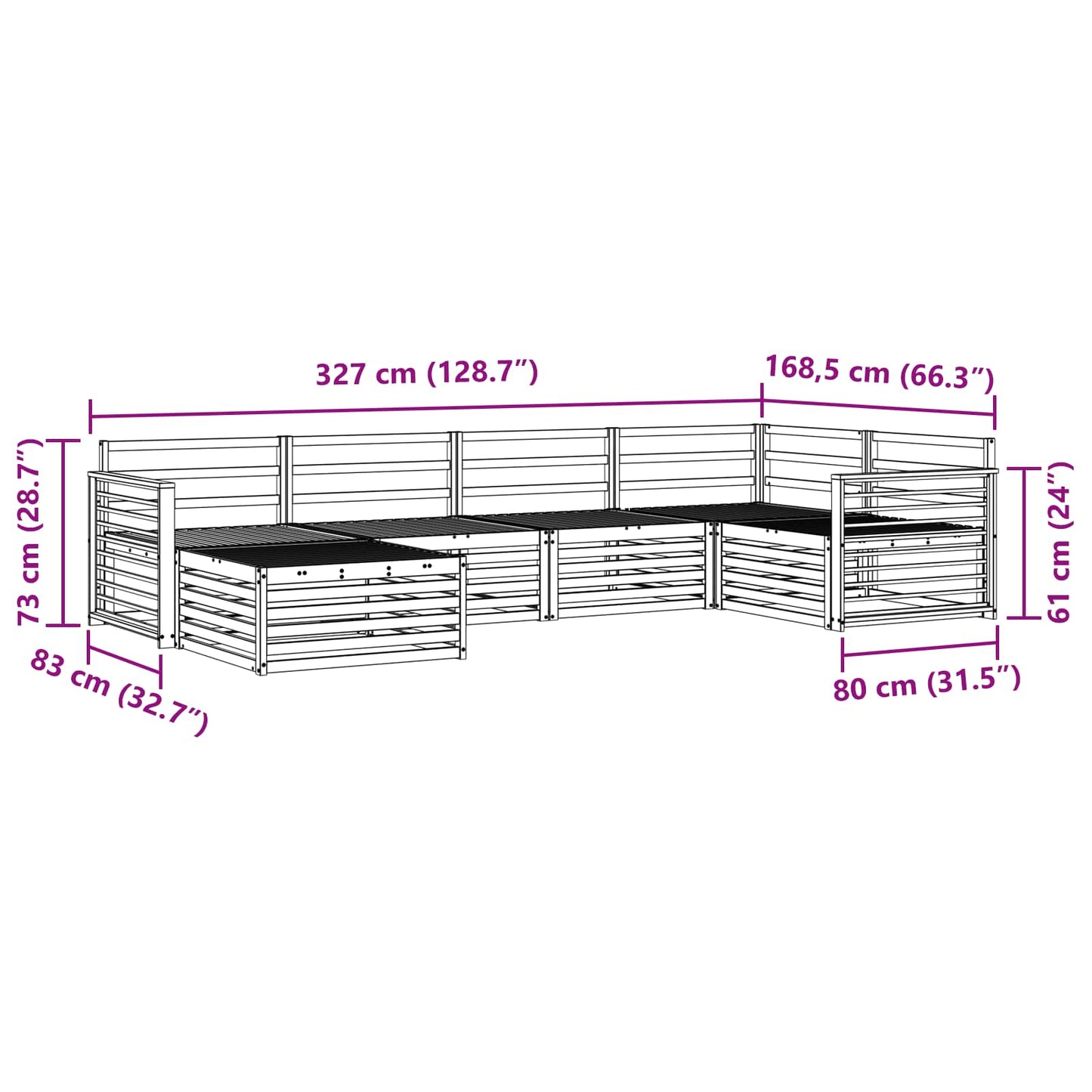 vidaXL Σειρά Καναπέ Εξωτερικού 6 pcs Φυσικό