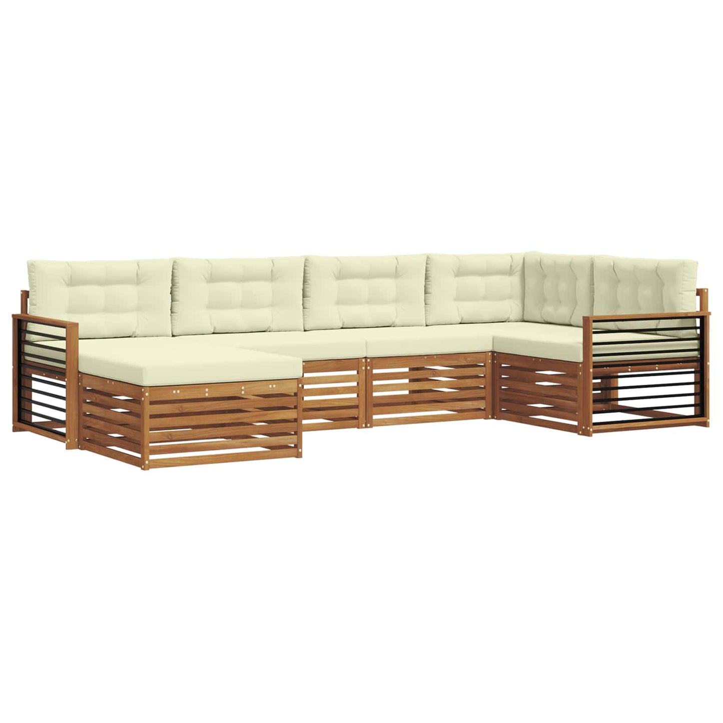 vidaXL Σειρά Καναπέ Εξωτερικού με μαξιλάρι 6 pcs Φυσικό και Κρέμα