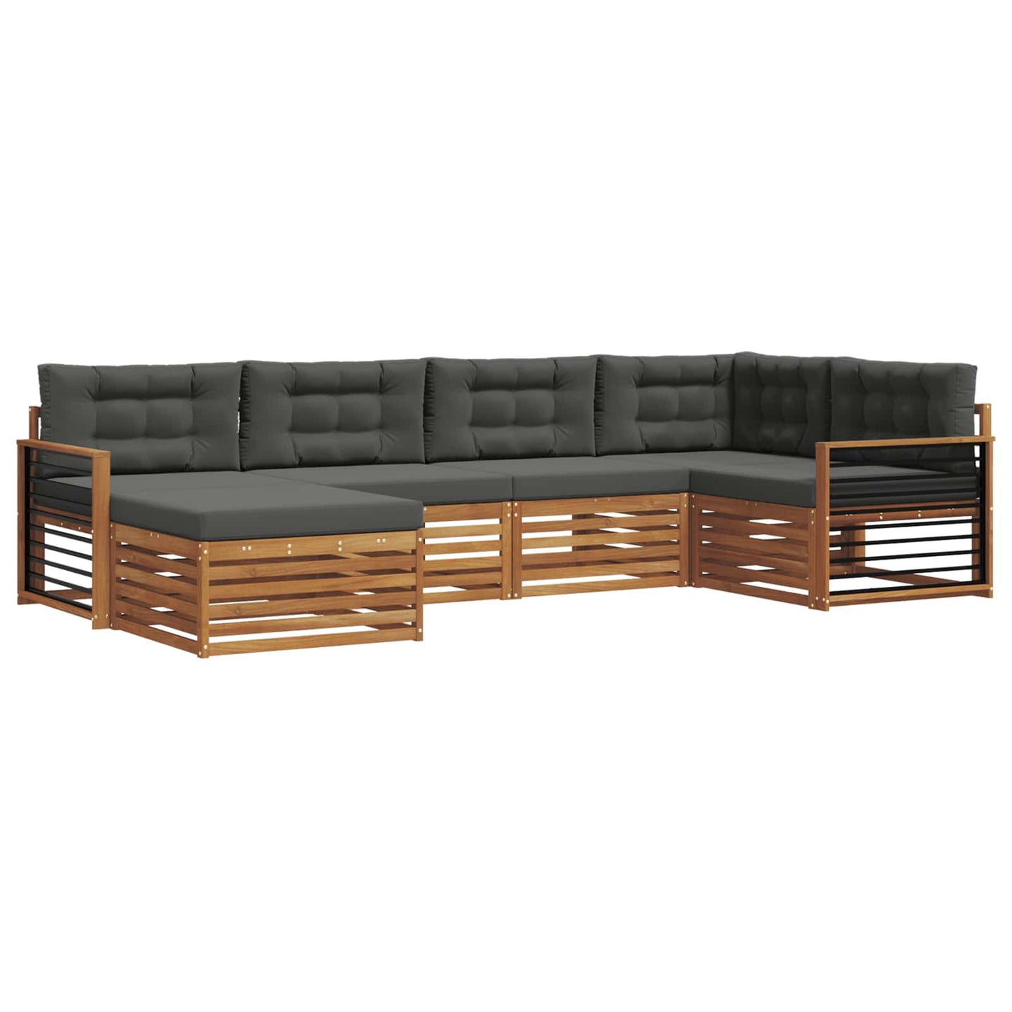 vidaXL Σειρά Καναπέ Εξωτερικού με μαξιλάρι 6 pcs Φυσικό και Ανθρακί