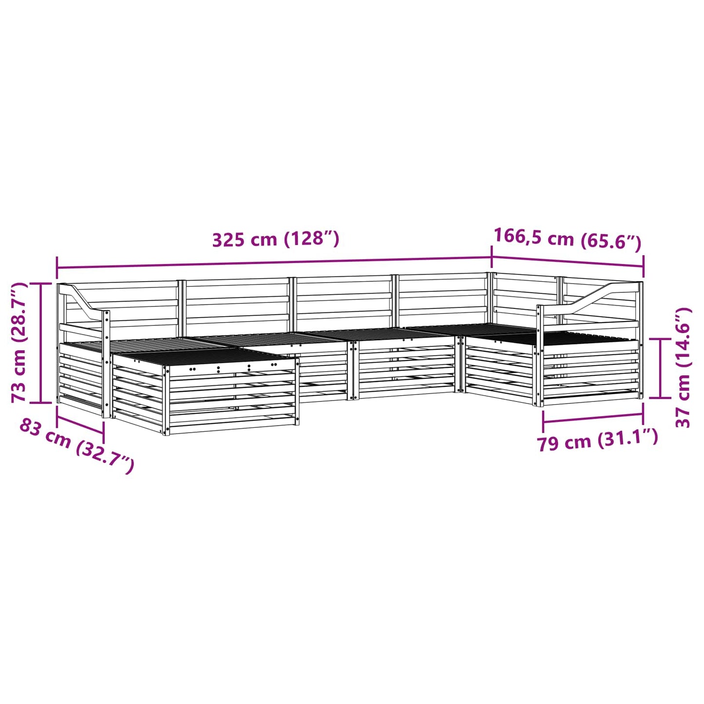 vidaXL Σειρά Καναπέ Εξωτερικού 6 pcs Φυσικό
