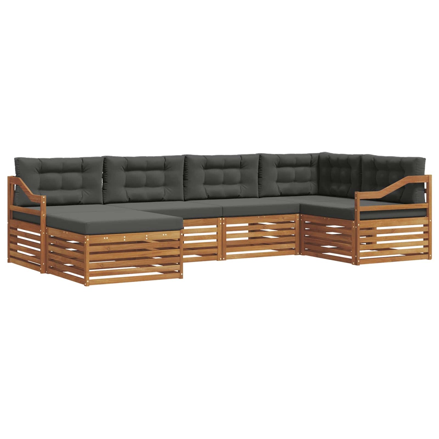 vidaXL Σειρά Καναπέ Εξωτερικού με μαξιλάρι 6 pcs Φυσικό και Ανθρακί