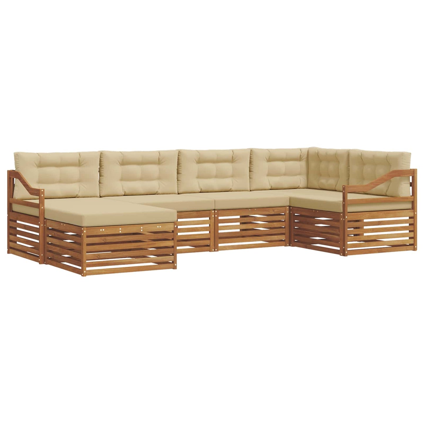 vidaXL Σειρά Καναπέ Εξωτερικού με μαξιλάρι 6 pcs Φυσικό και Μπεζ