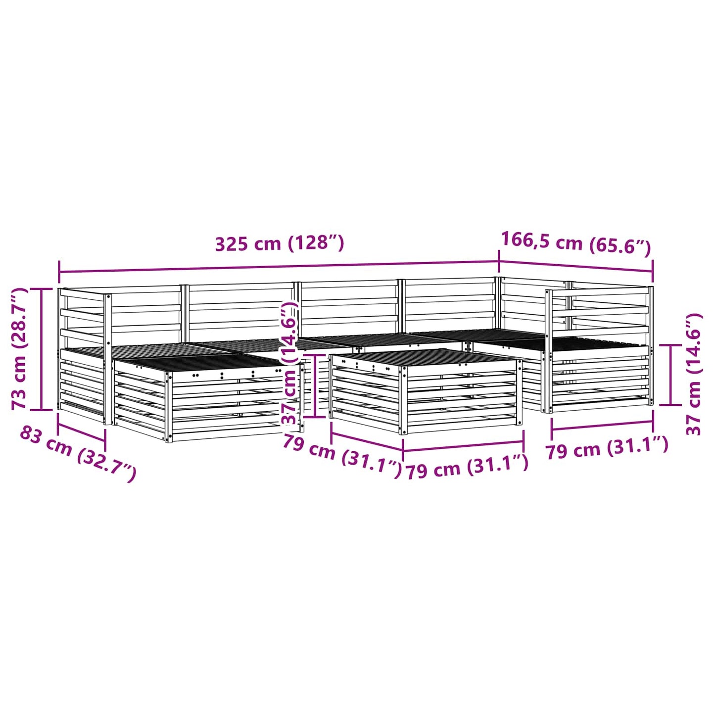 vidaXL Σειρά Καναπέ Εξωτερικού 7 pcs Φυσικό