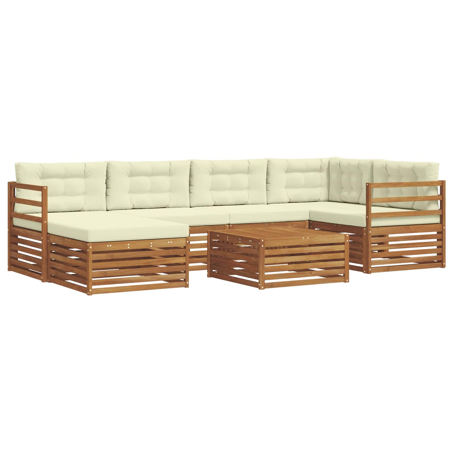 vidaXL Σειρά Καναπέ Εξωτερικού με μαξιλάρι 7 pcs Φυσικό και Κρέμα