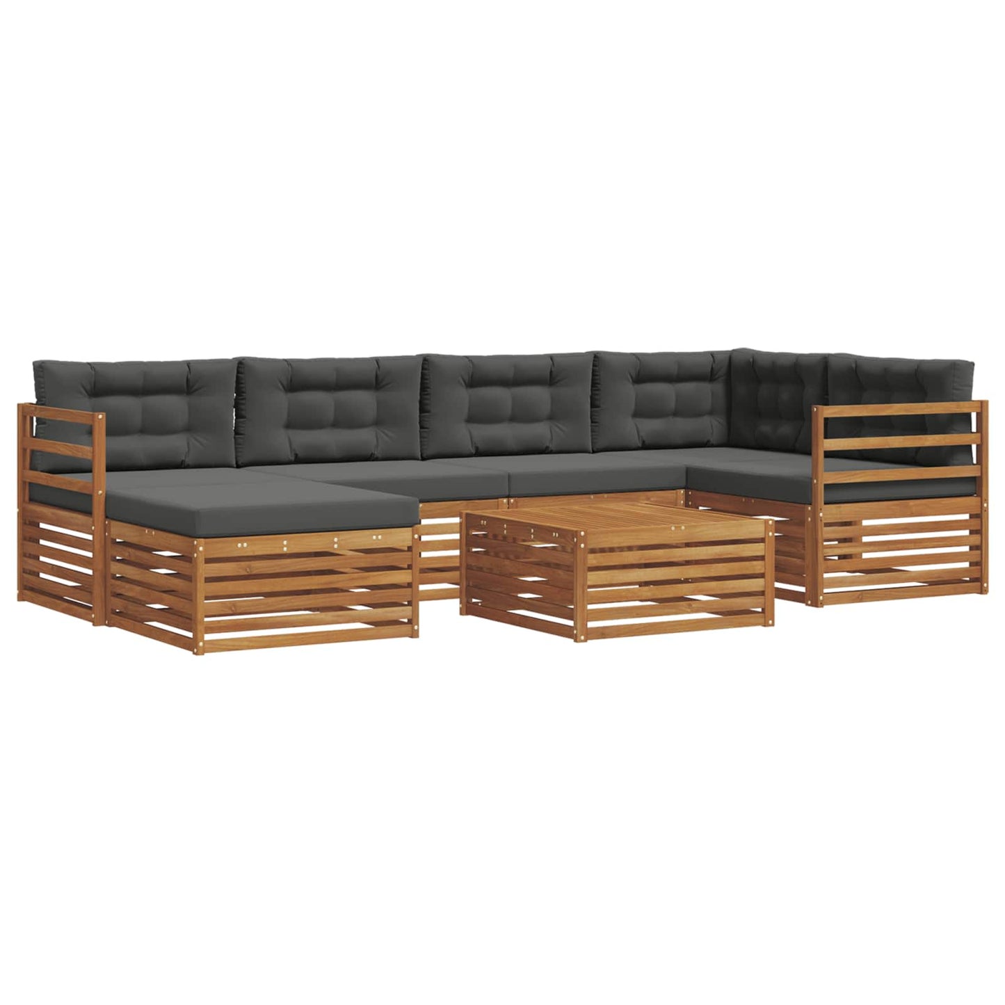 vidaXL Σειρά Καναπέ Εξωτερικού με μαξιλάρι 7 pcs Φυσικό και Ανθρακί
