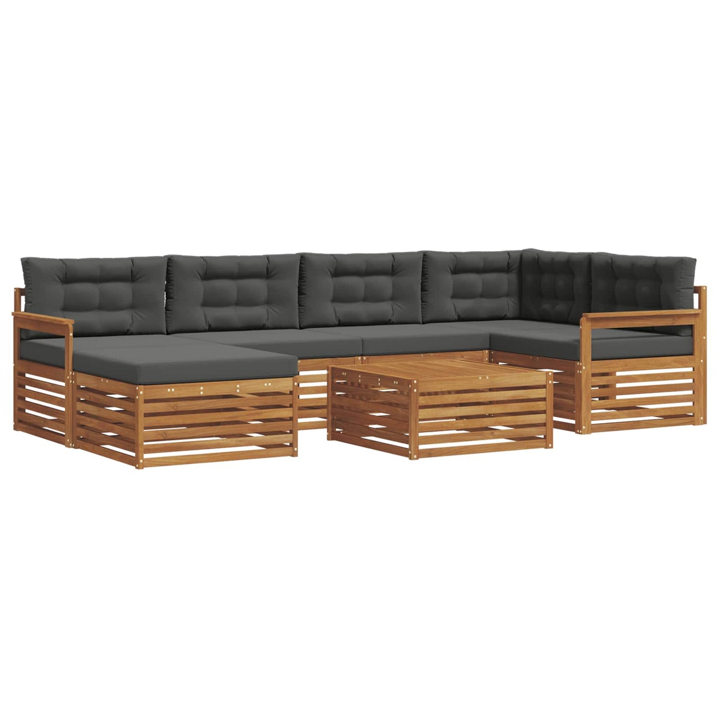 vidaXL Σειρά Καναπέ Εξωτερικού με μαξιλάρι 7 pcs Φυσικό και Ανθρακί