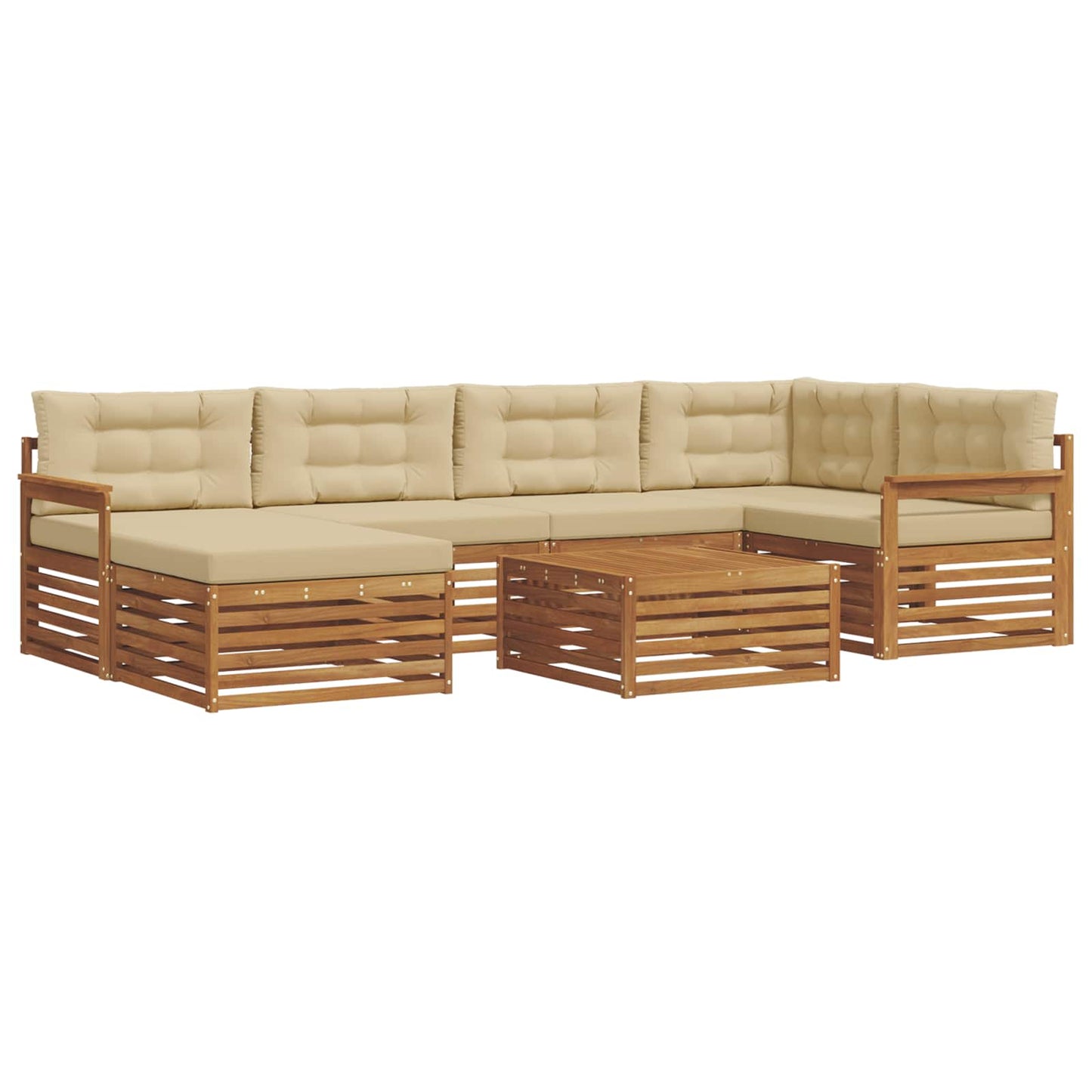 vidaXL Σειρά Καναπέ Εξωτερικού με μαξιλάρι 7 pcs Φυσικό και Μπεζ