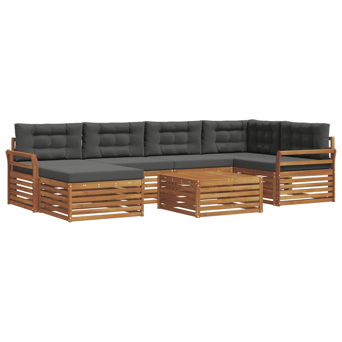 vidaXL Σειρά Καναπέ Εξωτερικού με μαξιλάρι 7 pcs Φυσικό και Ανθρακί