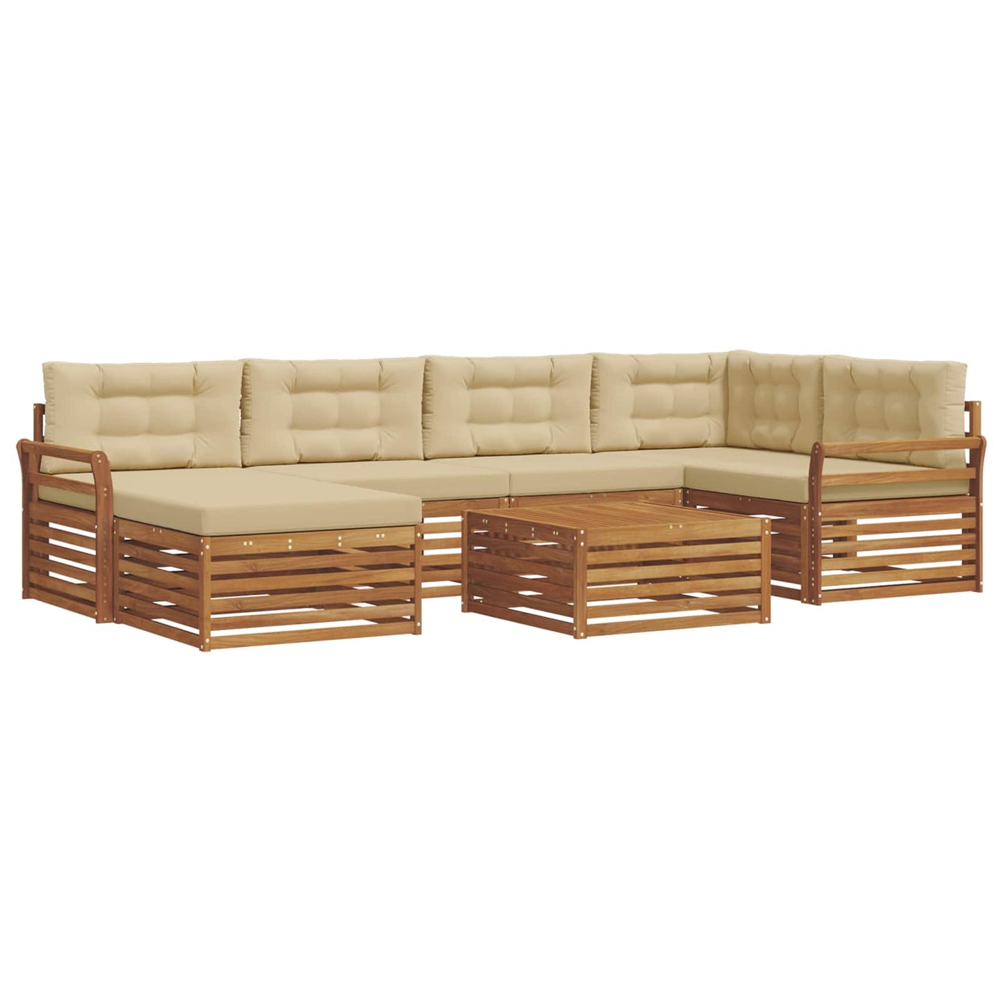 vidaXL Σειρά Καναπέ Εξωτερικού με μαξιλάρι 7 pcs Φυσικό και Μπεζ