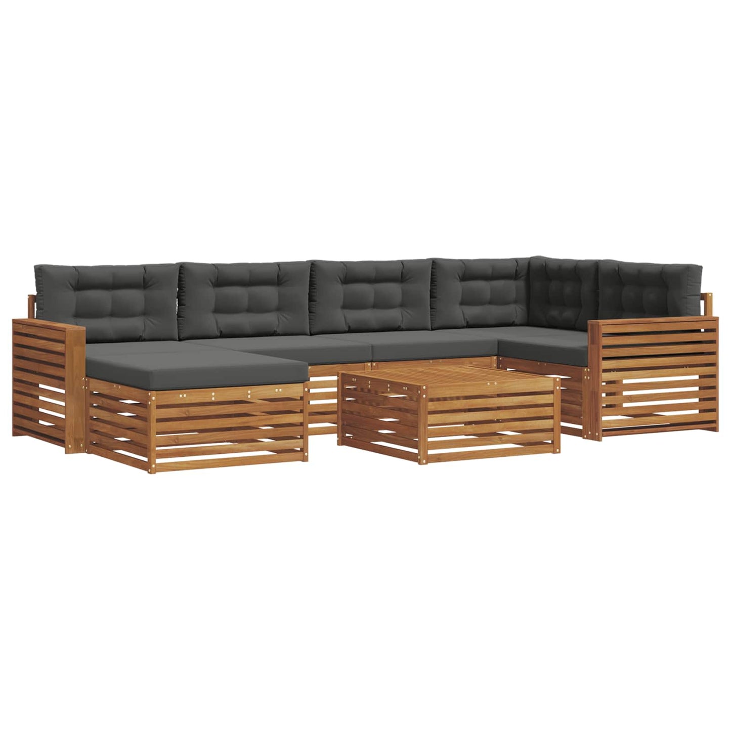 vidaXL Σειρά Καναπέ Εξωτερικού με μαξιλάρι 7 pcs Φυσικό και Ανθρακί