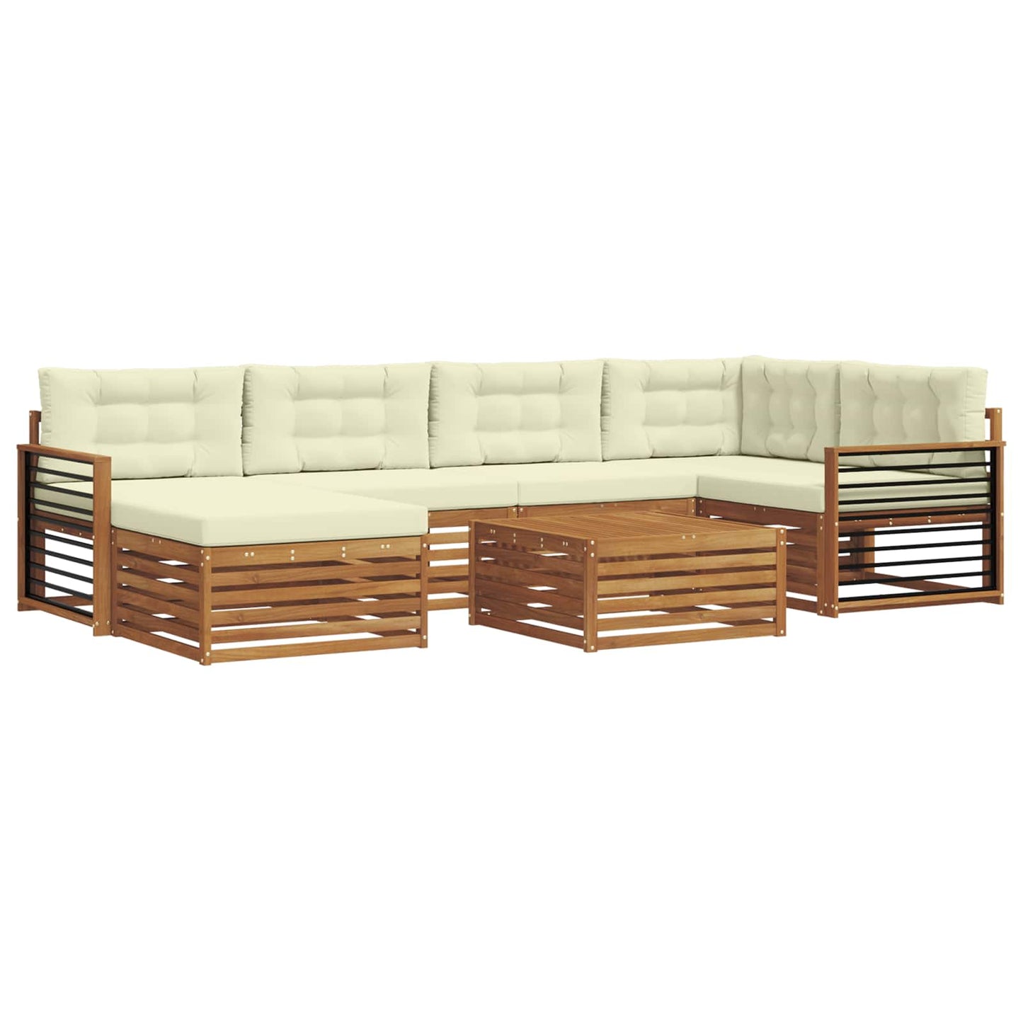 vidaXL Σειρά Καναπέ Εξωτερικού με μαξιλάρι 7 pcs Φυσικό και Κρέμα