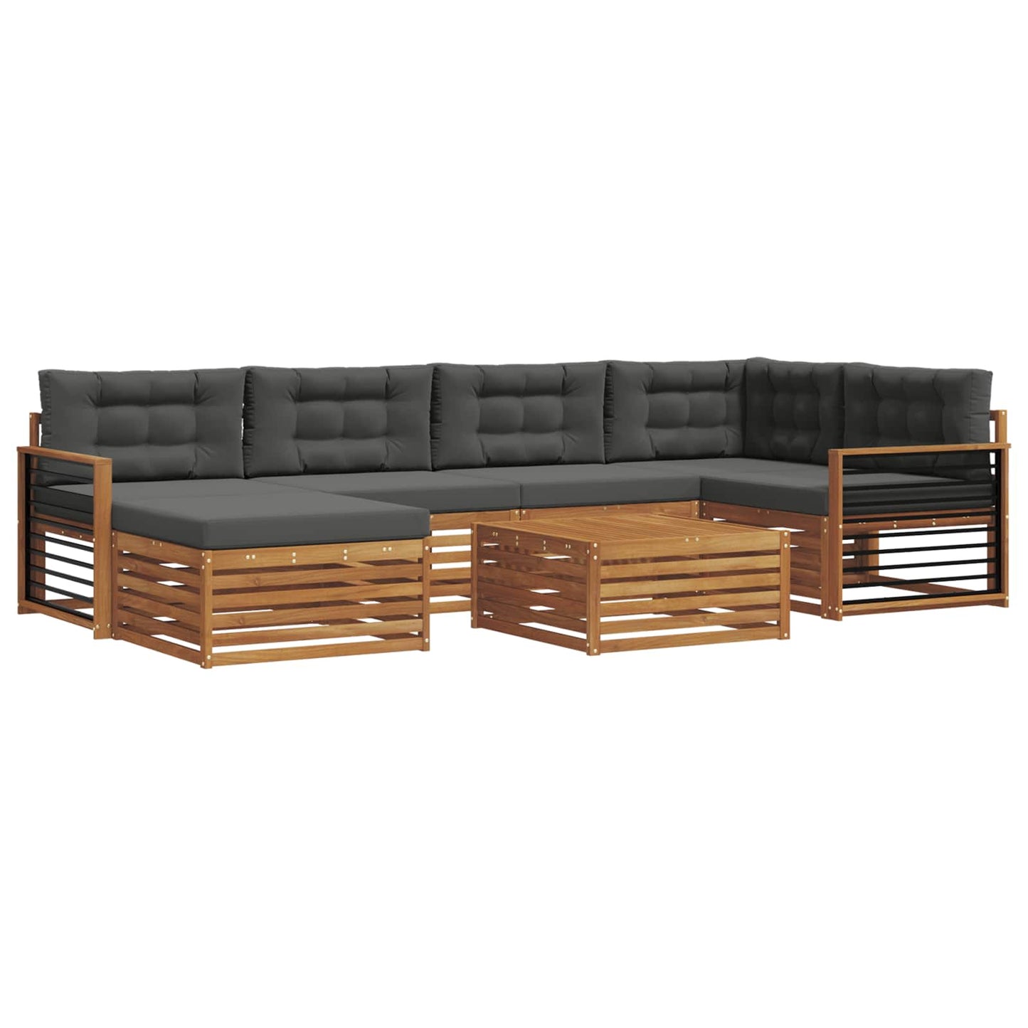 vidaXL Σειρά Καναπέ Εξωτερικού με μαξιλάρι 7 pcs Φυσικό και Ανθρακί