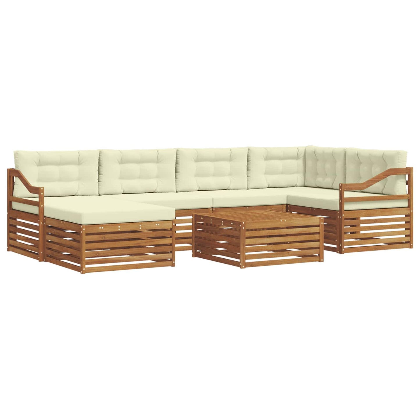 vidaXL Σειρά Καναπέ Εξωτερικού με μαξιλάρι 7 pcs Φυσικό και Κρέμα
