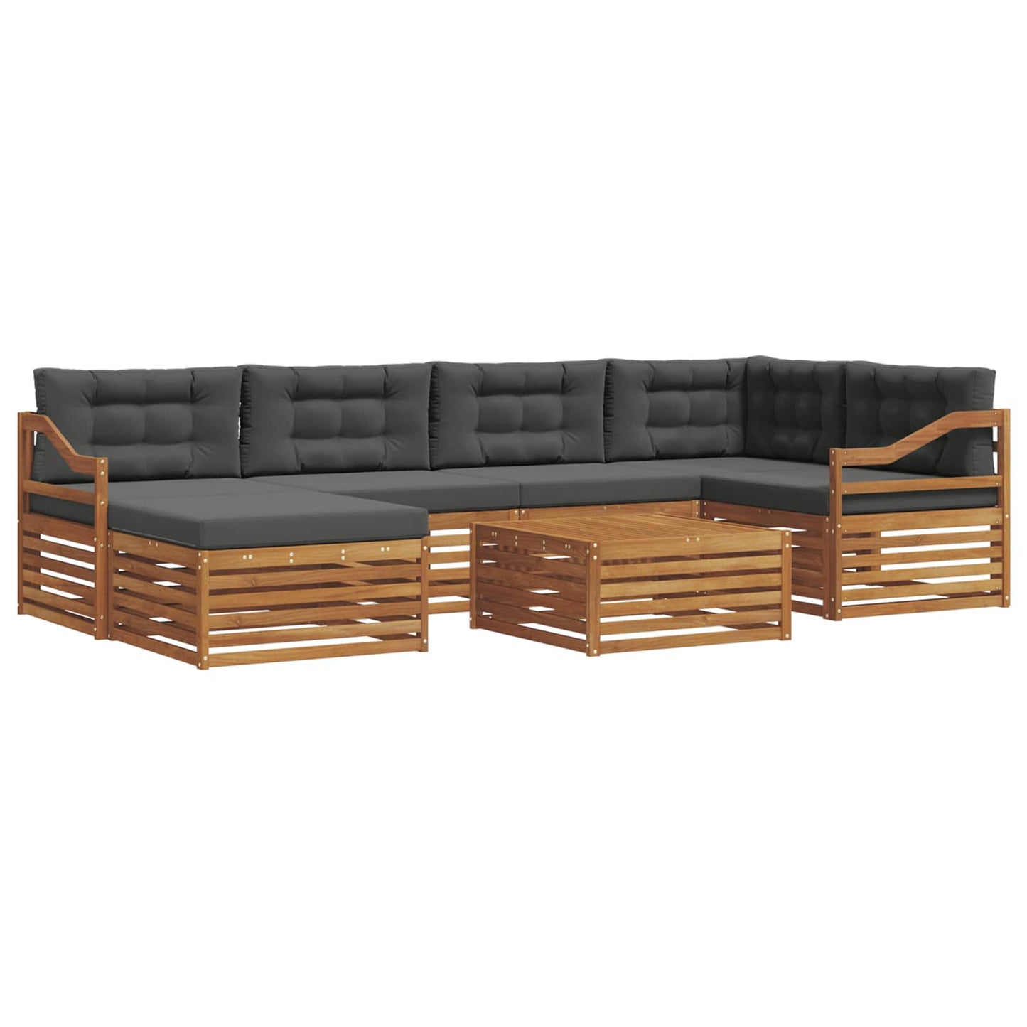 vidaXL Σειρά Καναπέ Εξωτερικού με μαξιλάρι 7 pcs Φυσικό και Ανθρακί