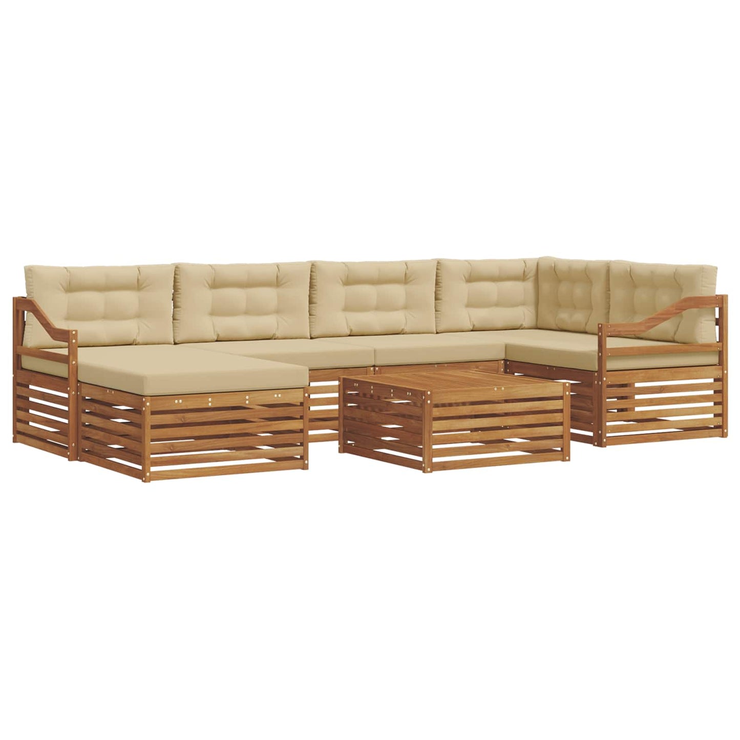 vidaXL Σειρά Καναπέ Εξωτερικού με μαξιλάρι 7 pcs Φυσικό και Μπεζ