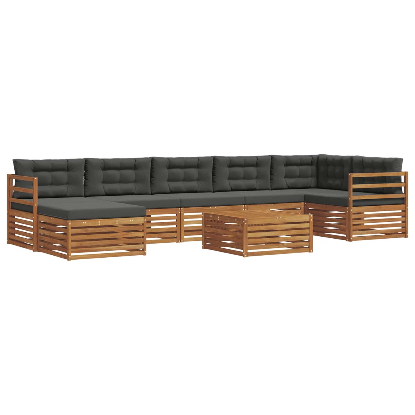 vidaXL Σειρά Καναπέ Εξωτερικού με μαξιλάρι 8 pcs Φυσικό και Ανθρακί